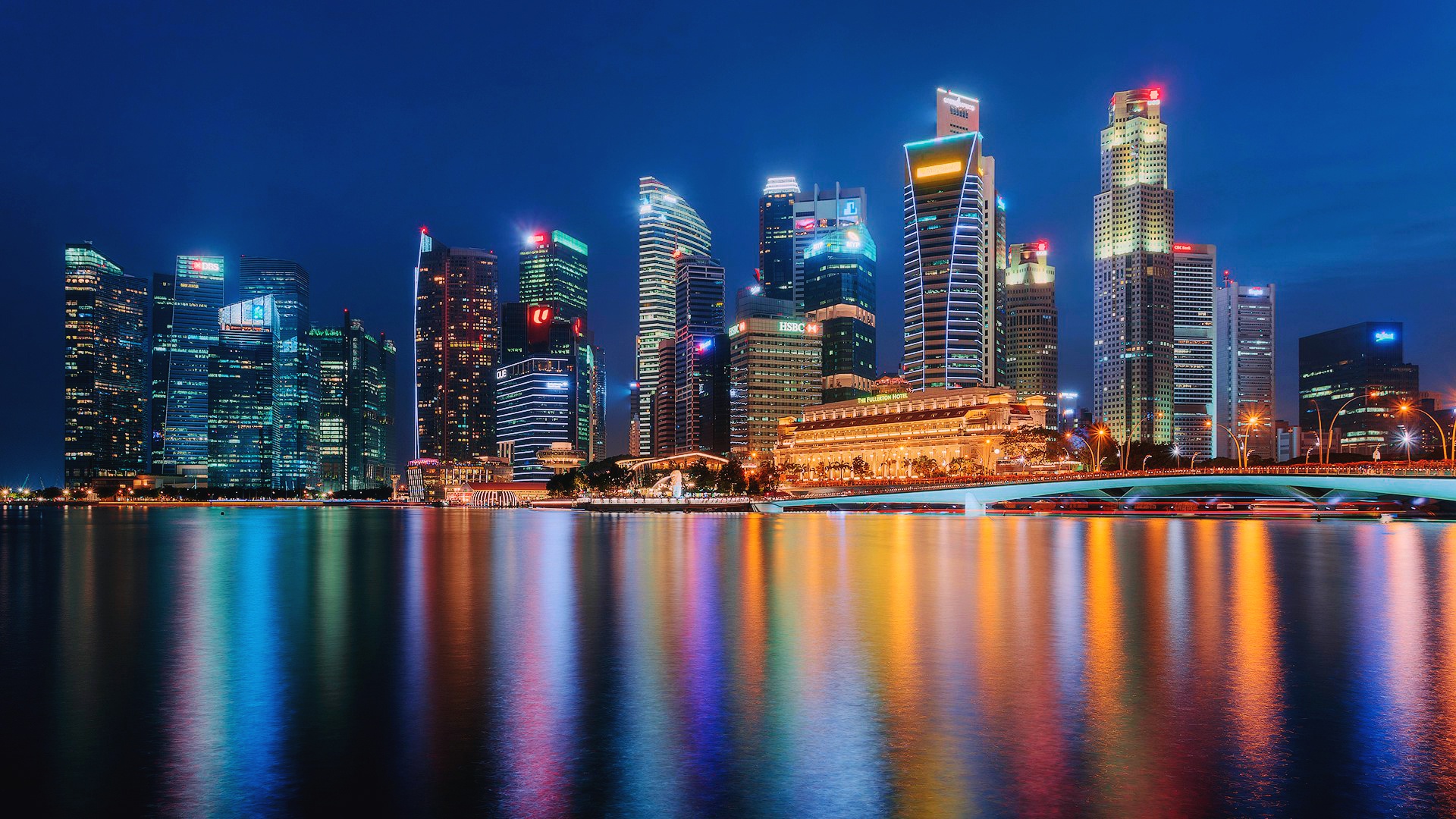 Baixe gratuitamente a imagem Cidades, Noite, Cidade, Arranha Céu, Construção, Feito Pelo Homem, Singapura na área de trabalho do seu PC