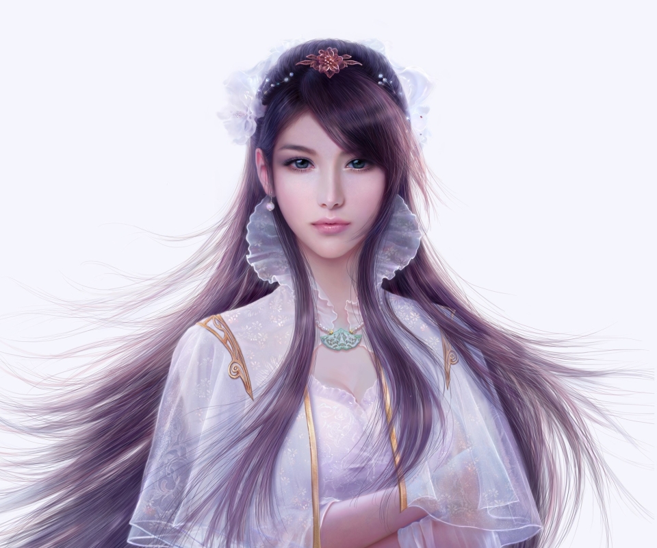 Laden Sie das Fantasie, Brünette, Orientalisch, Frauen, Lila Haare, Asiatisch, Lange Haare, Asiatinnen-Bild kostenlos auf Ihren PC-Desktop herunter