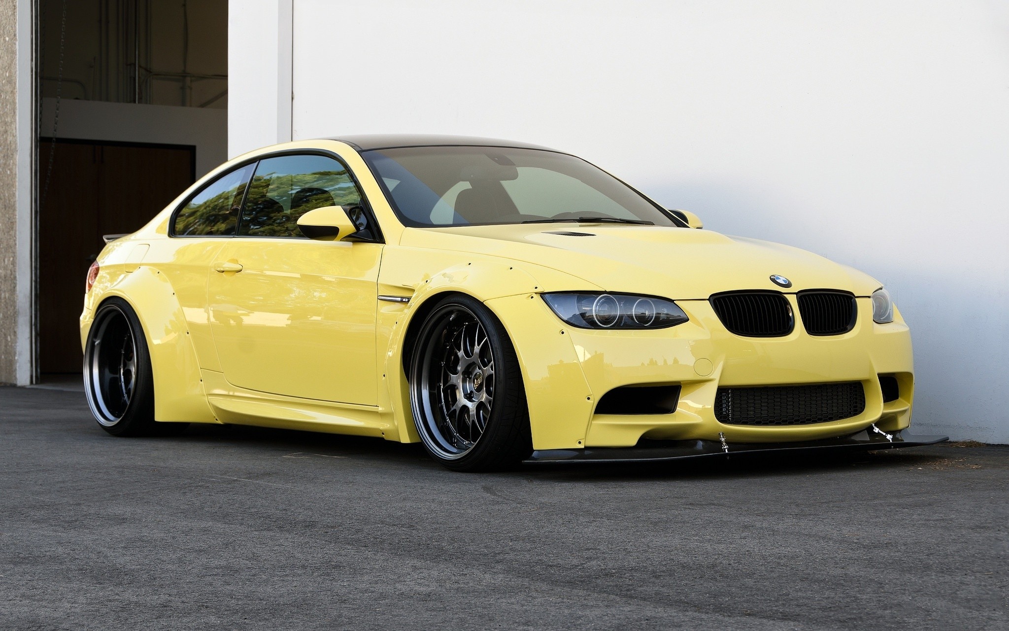 bmw, cars, yellow, side view, e92