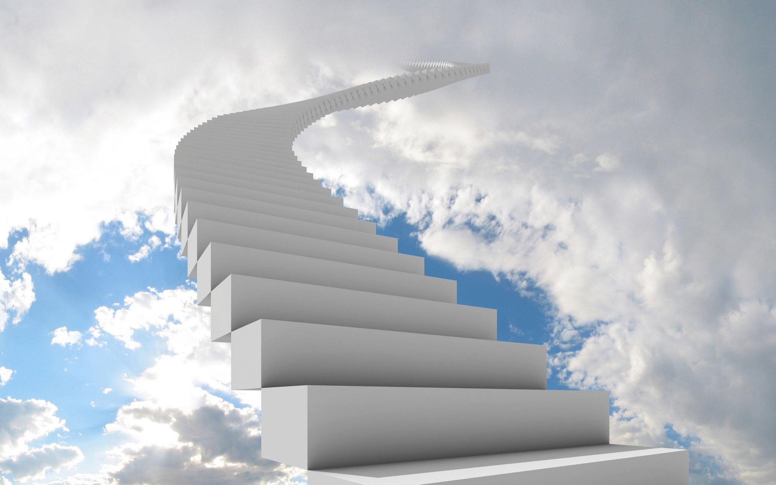 Download mobile wallpaper Sky, Stairs, Artistic, Cloud for free.