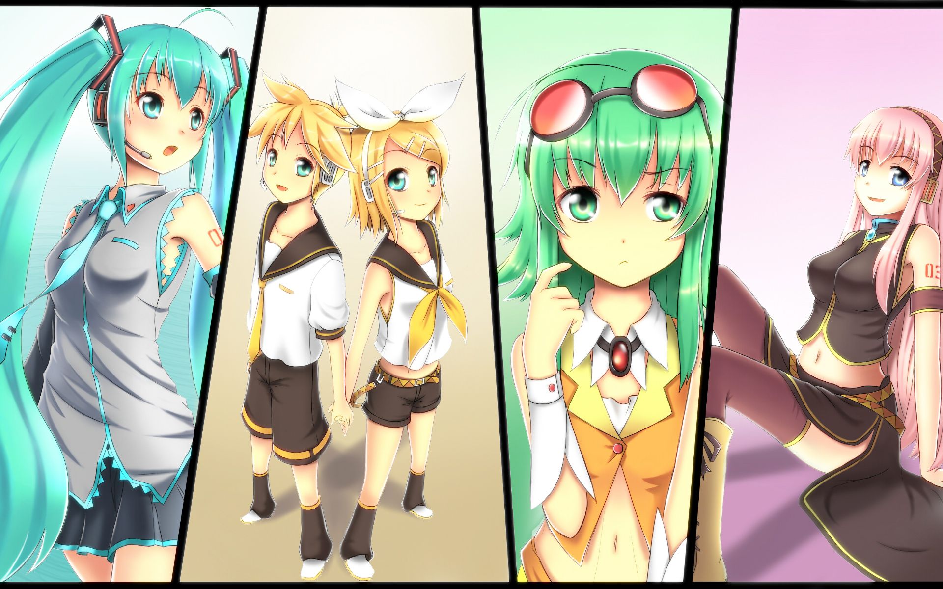 Descarga gratis la imagen Vocaloid, Luka Megurine, Animado, Hatsune Miku, Rin Kagamine, Gumi (Vocaloid), Len Kagamine en el escritorio de tu PC