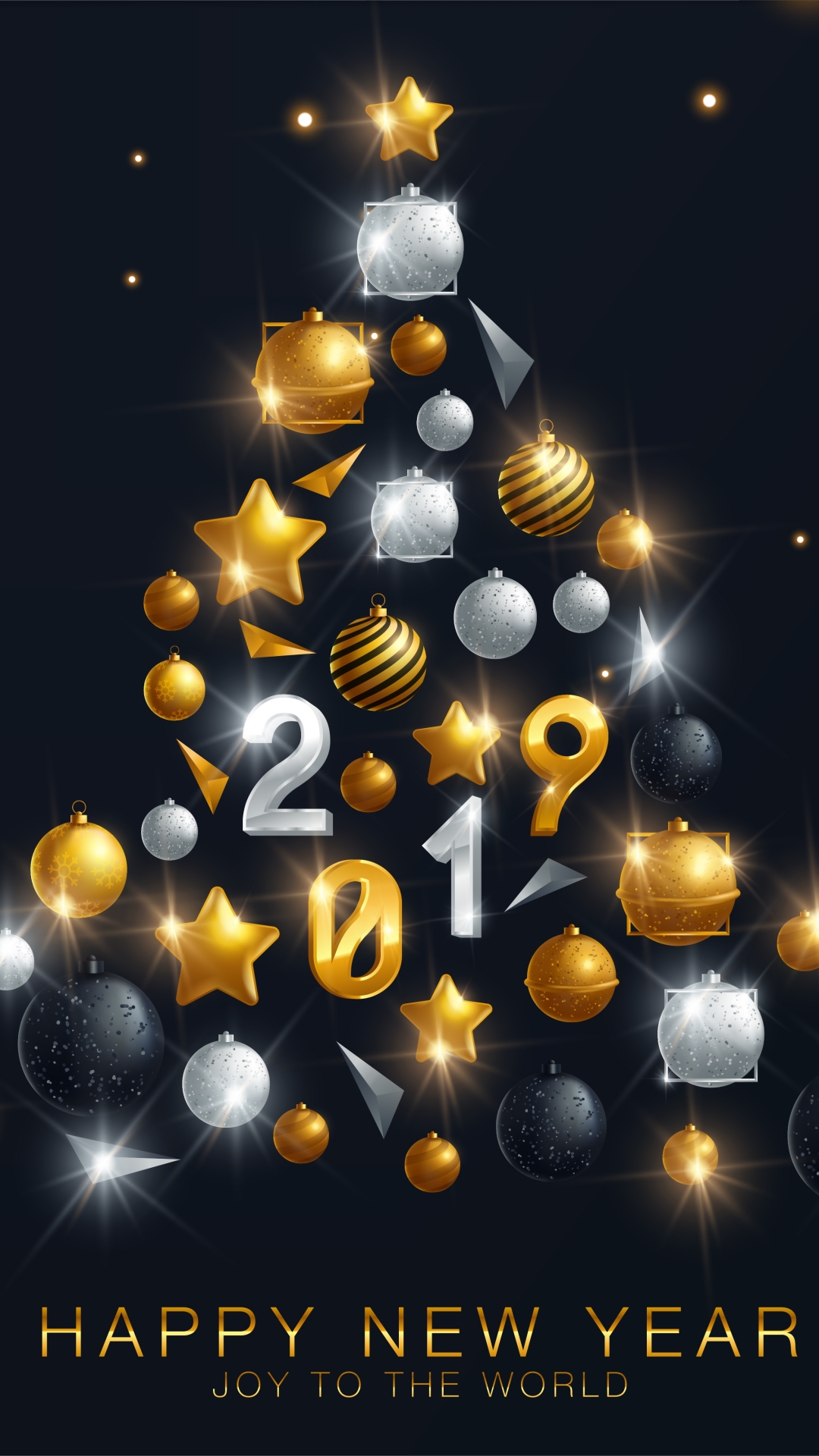 Download mobile wallpaper Holiday, Christmas Tree, Bauble, Happy New Year, New Year 2019 for free.