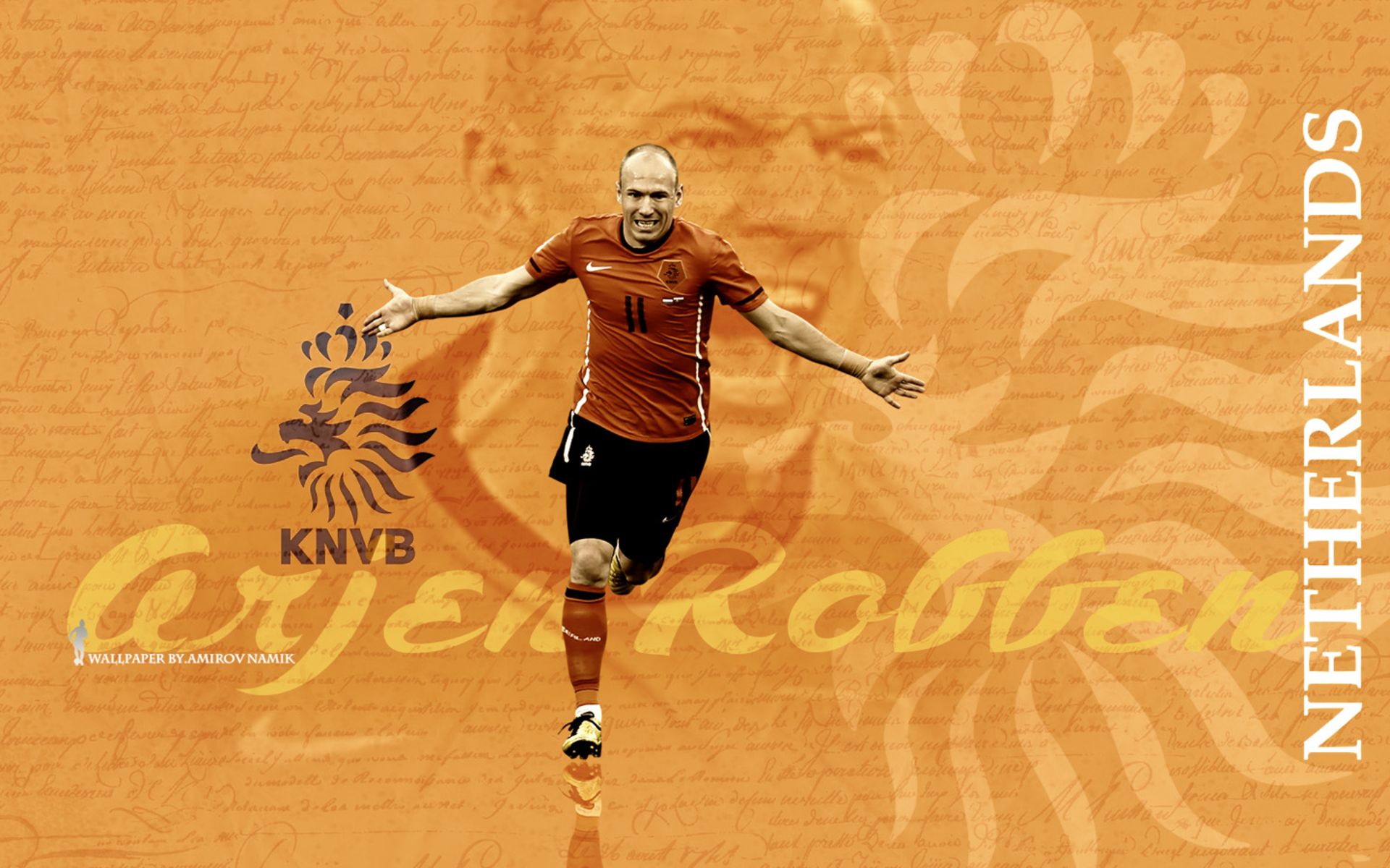 Téléchargez des papiers peints mobile Des Sports, Football, Équipe Des Pays Bas De Football, Arjen Robben gratuitement.