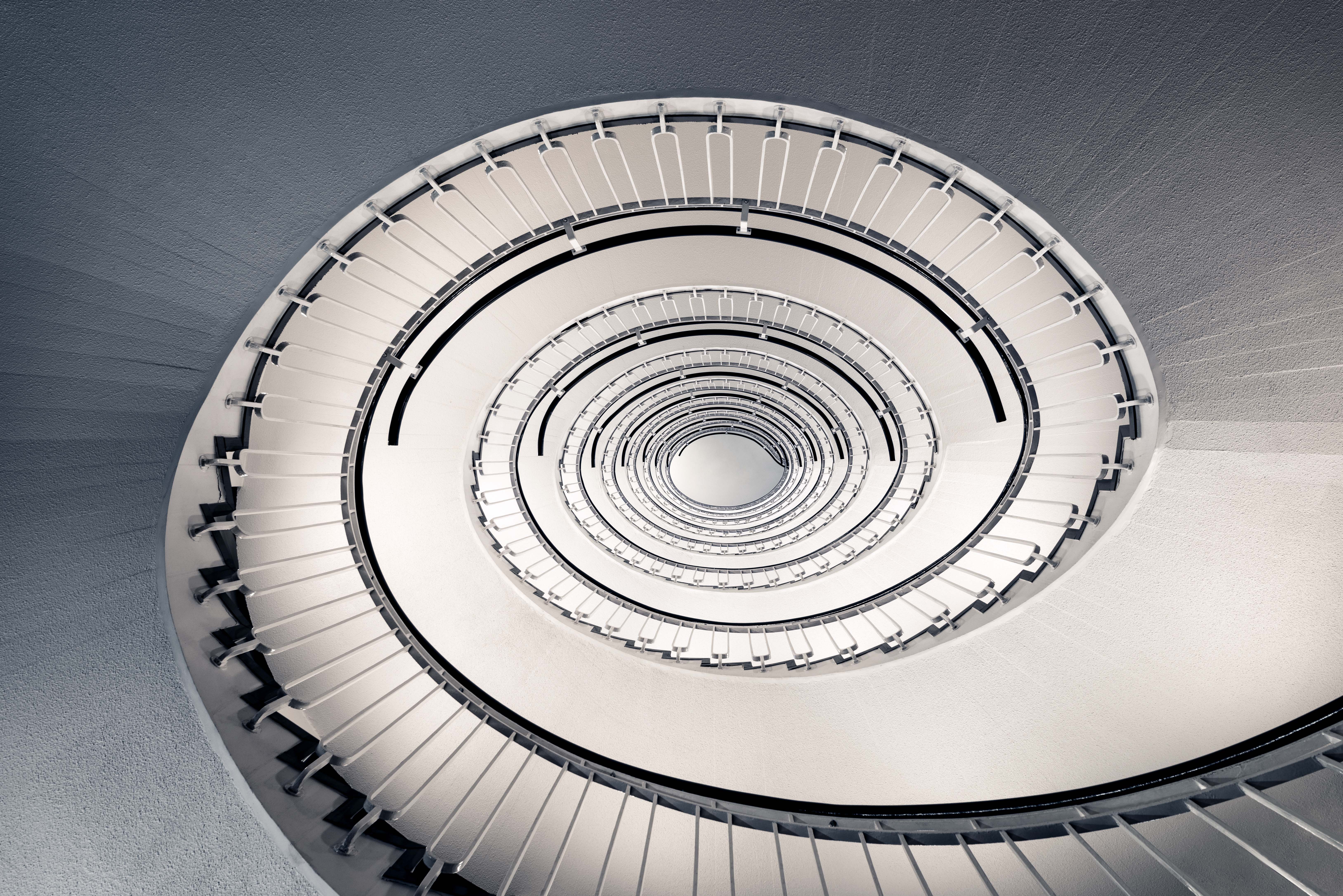 Download mobile wallpaper Stairs, Spiral Staircase, Man Made for free.