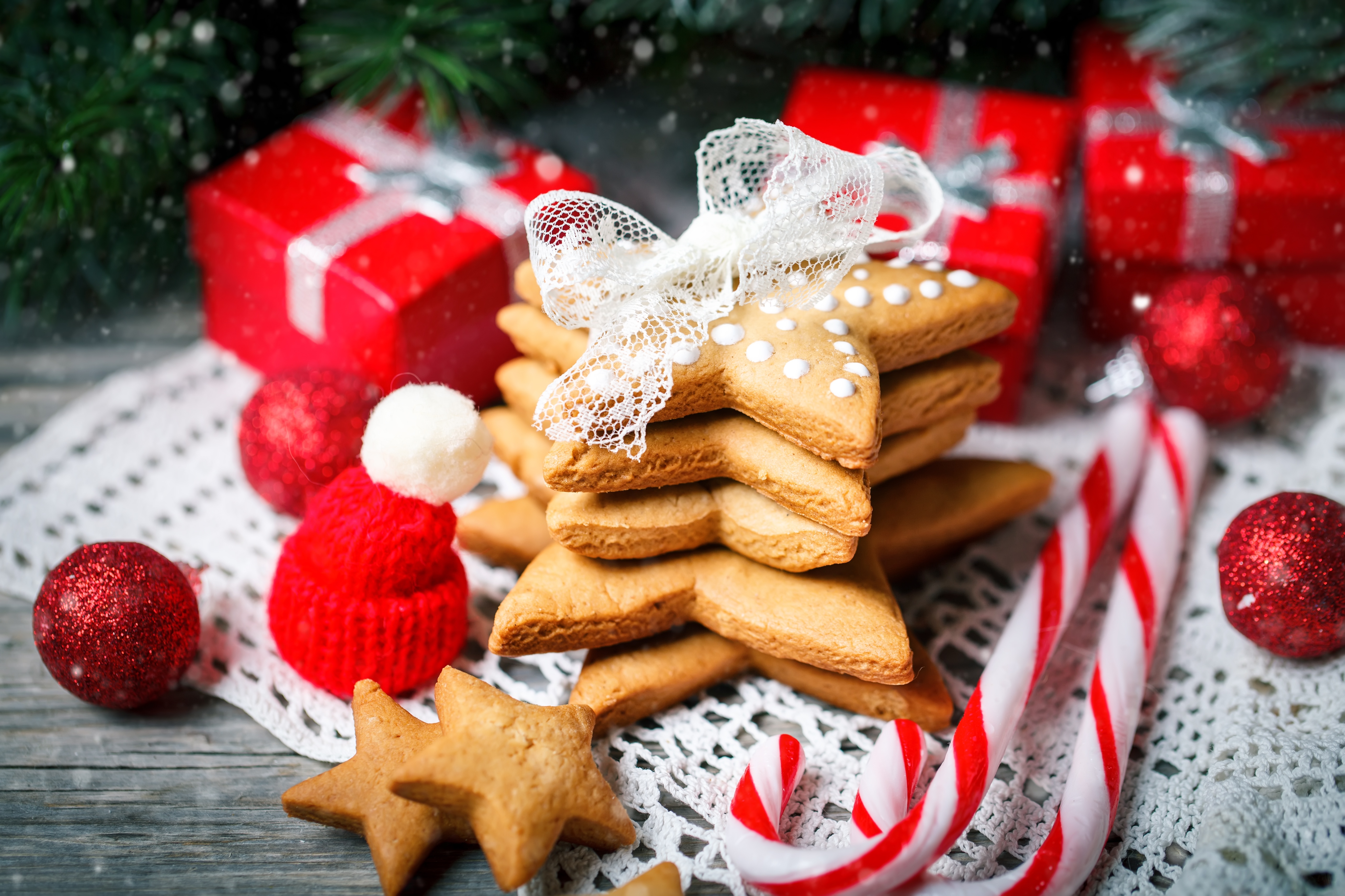 Завантажити шпалери безкоштовно Різдво, Печиво, Подарунок, Харчування картинка на робочий стіл ПК