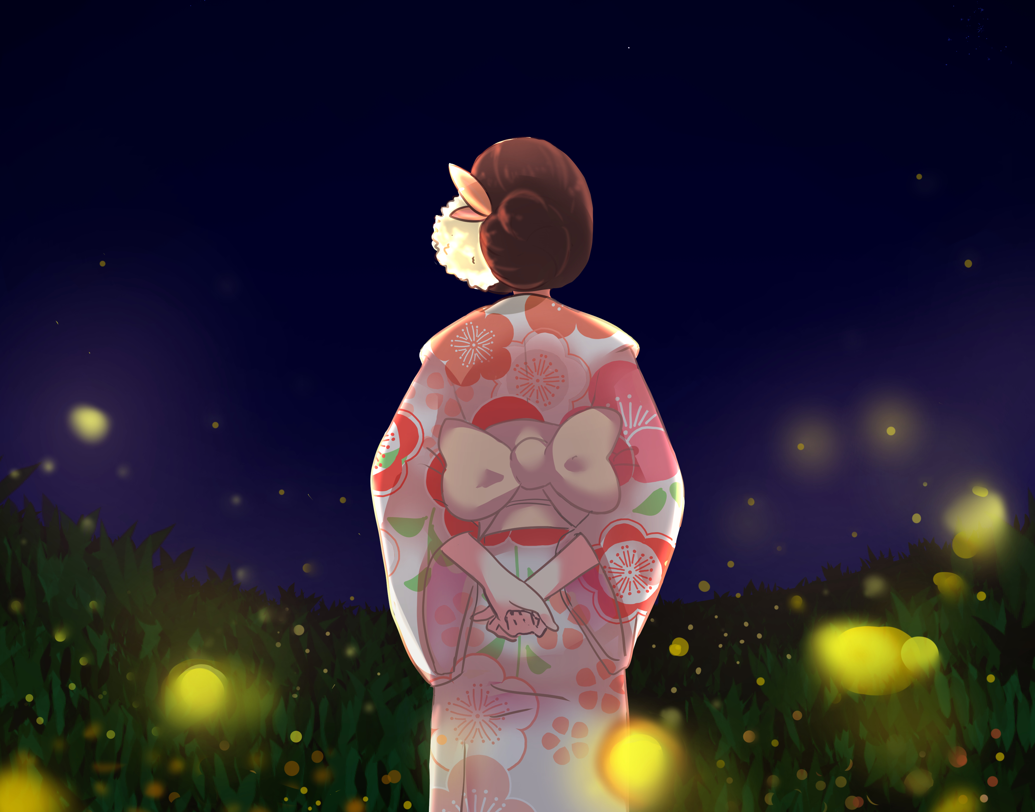 Free download wallpaper Anime, Night, Geisha, Yukata on your PC desktop