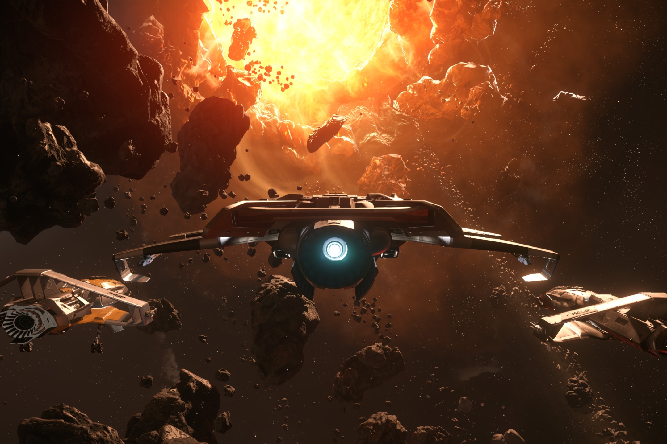 Free download wallpaper Sun, Space, Spaceship, Asteroid, Video Game, Star Citizen on your PC desktop