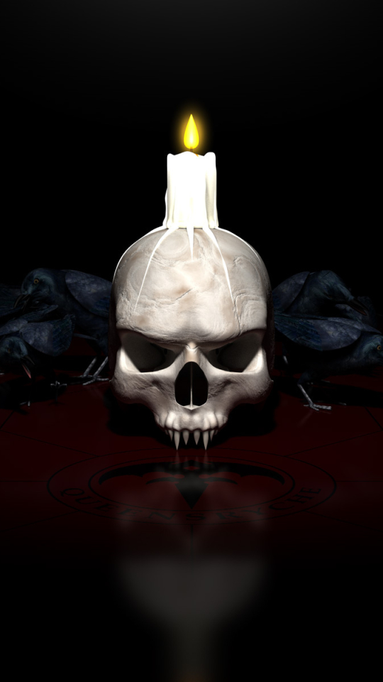 Download mobile wallpaper Dark, Candle, Crow, Skull for free.