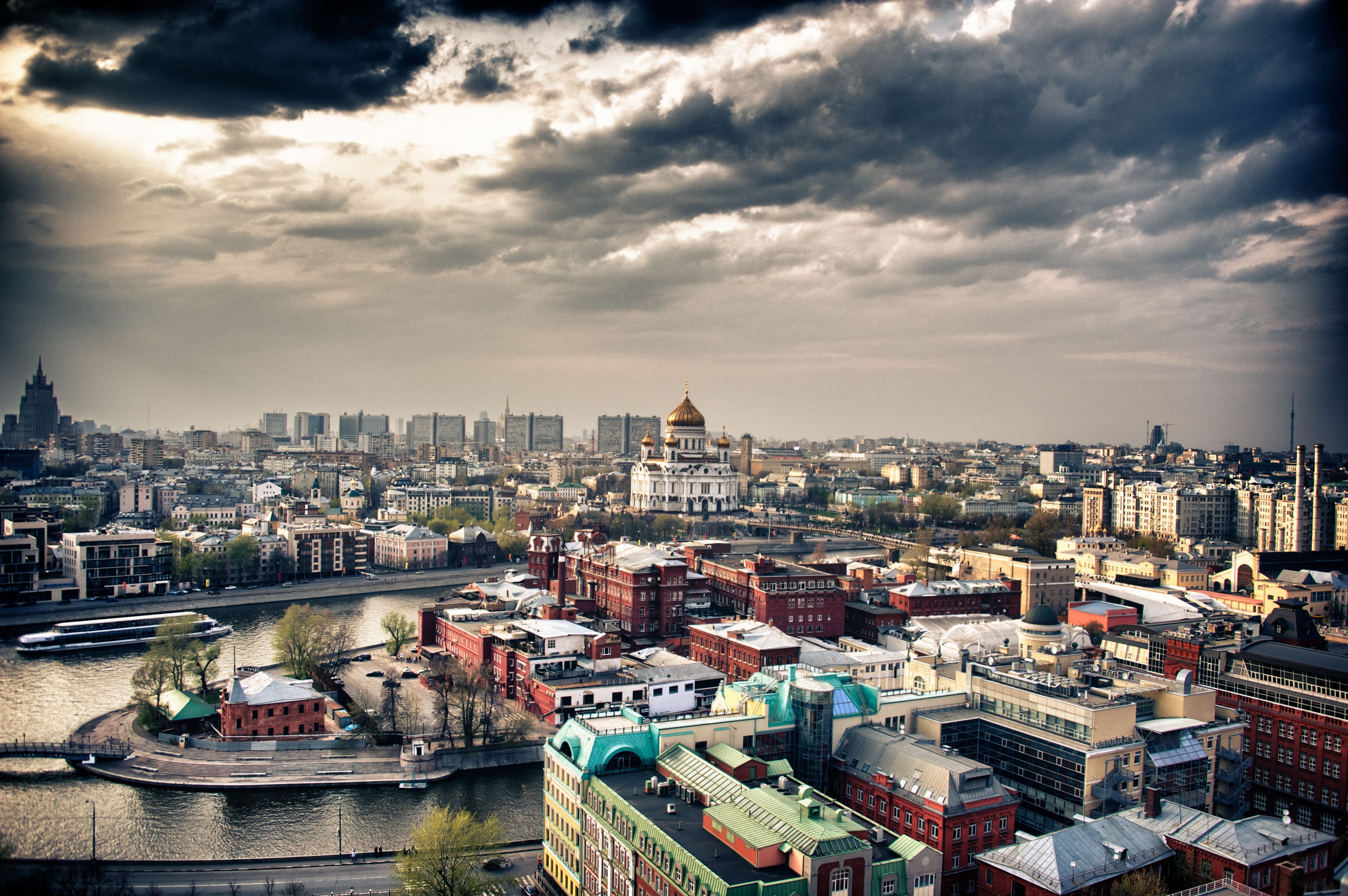 Téléchargez des papiers peints mobile Villes, Moscou, Ville, Bâtiment, Construction Humaine, Rivière gratuitement.