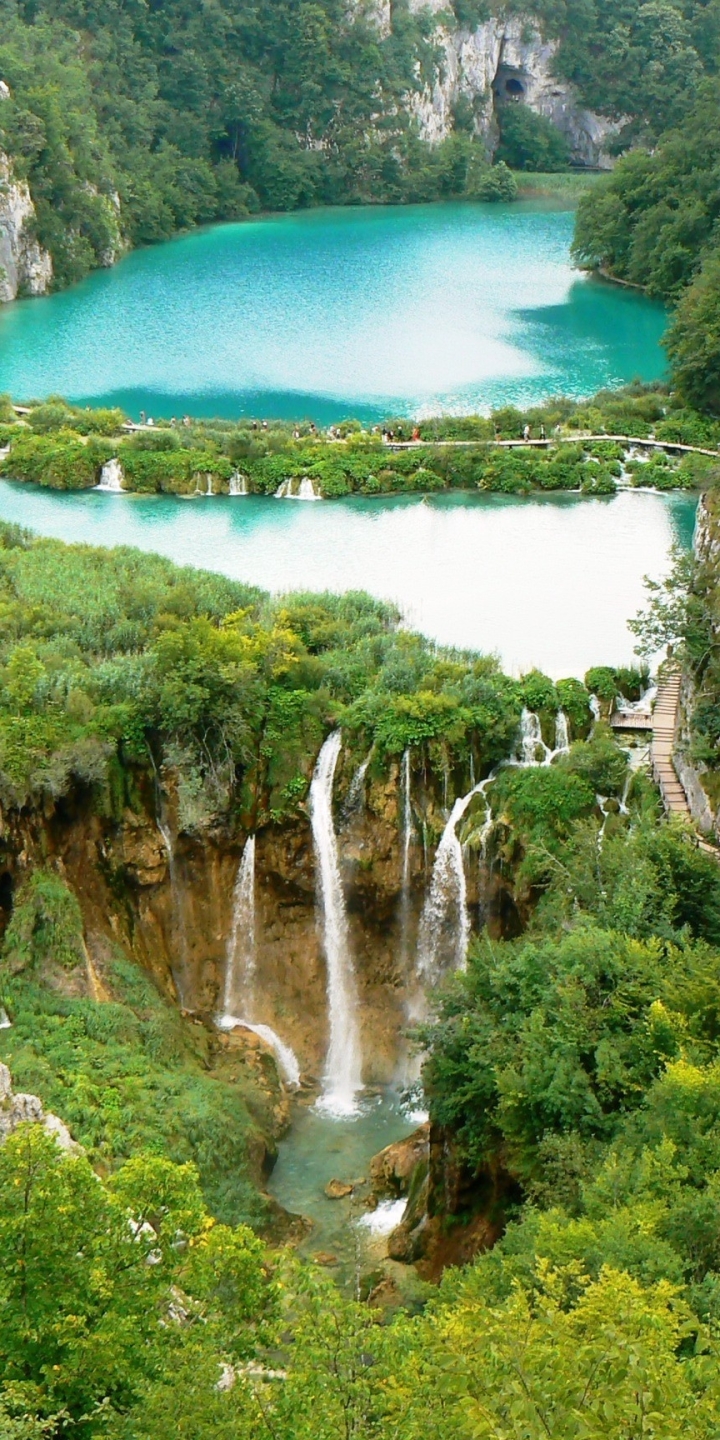 Download mobile wallpaper Waterfalls, Waterfall, Forest, Earth, Croatia, Plitvice Lakes National Park for free.