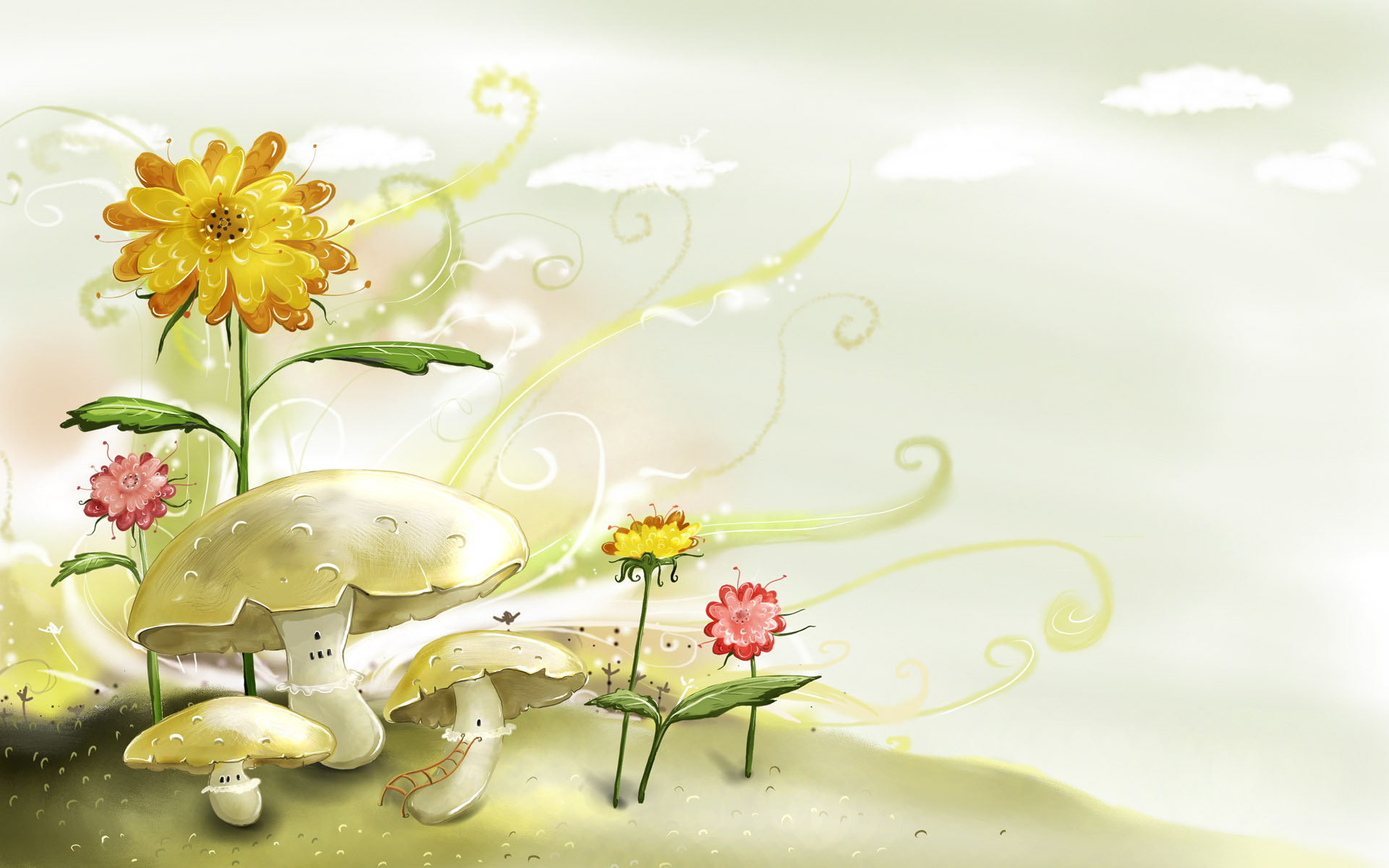 Download mobile wallpaper Mushroom, Nature, Flower, Artistic for free.