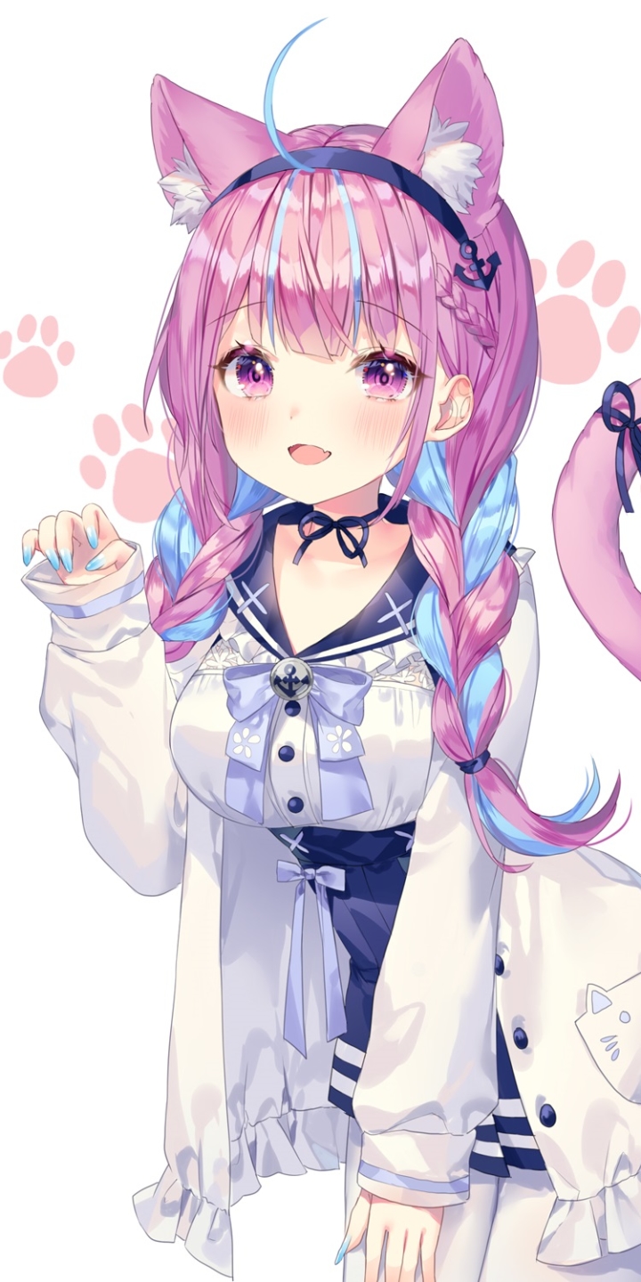 Download mobile wallpaper Anime, Pink Hair, Animal Ears, Pink Eyes, Virtual Youtuber, Hololive, Minato Aqua for free.