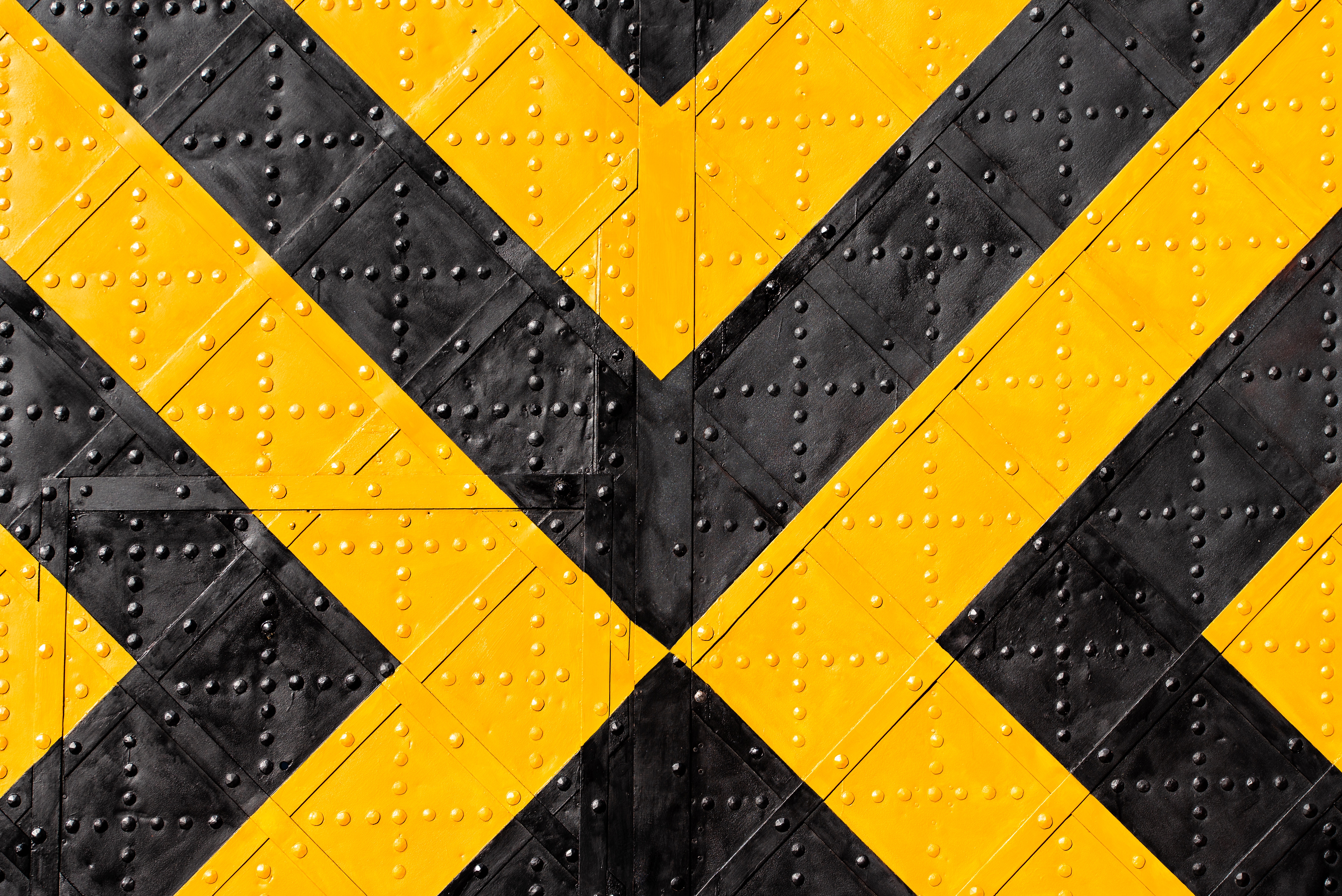 yellow, stripes, textures, markup, black, texture, surface, streaks, iron, rivets, studs