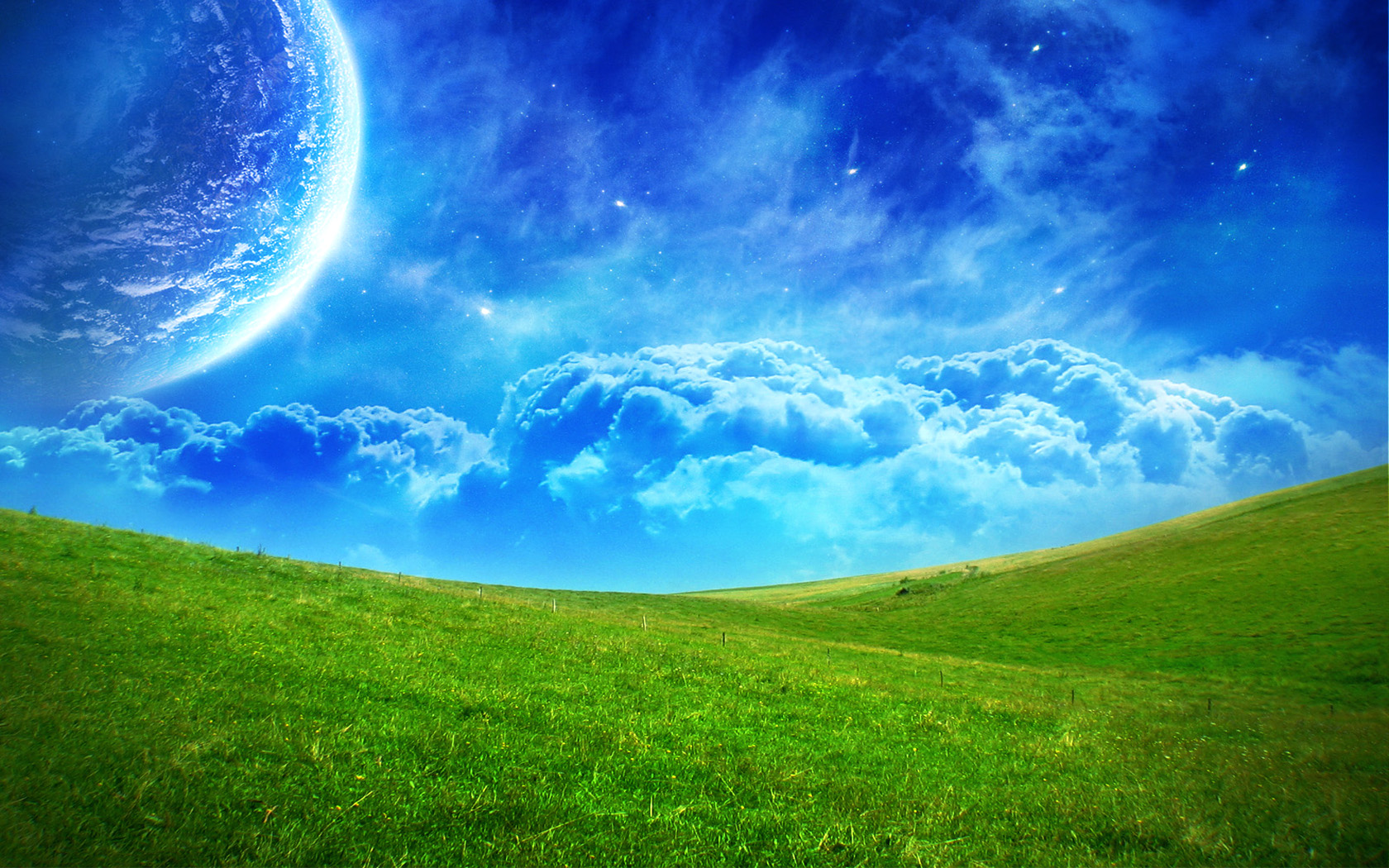Download mobile wallpaper A Dreamy World, Moon, Earth, Cloud, Landscape for free.