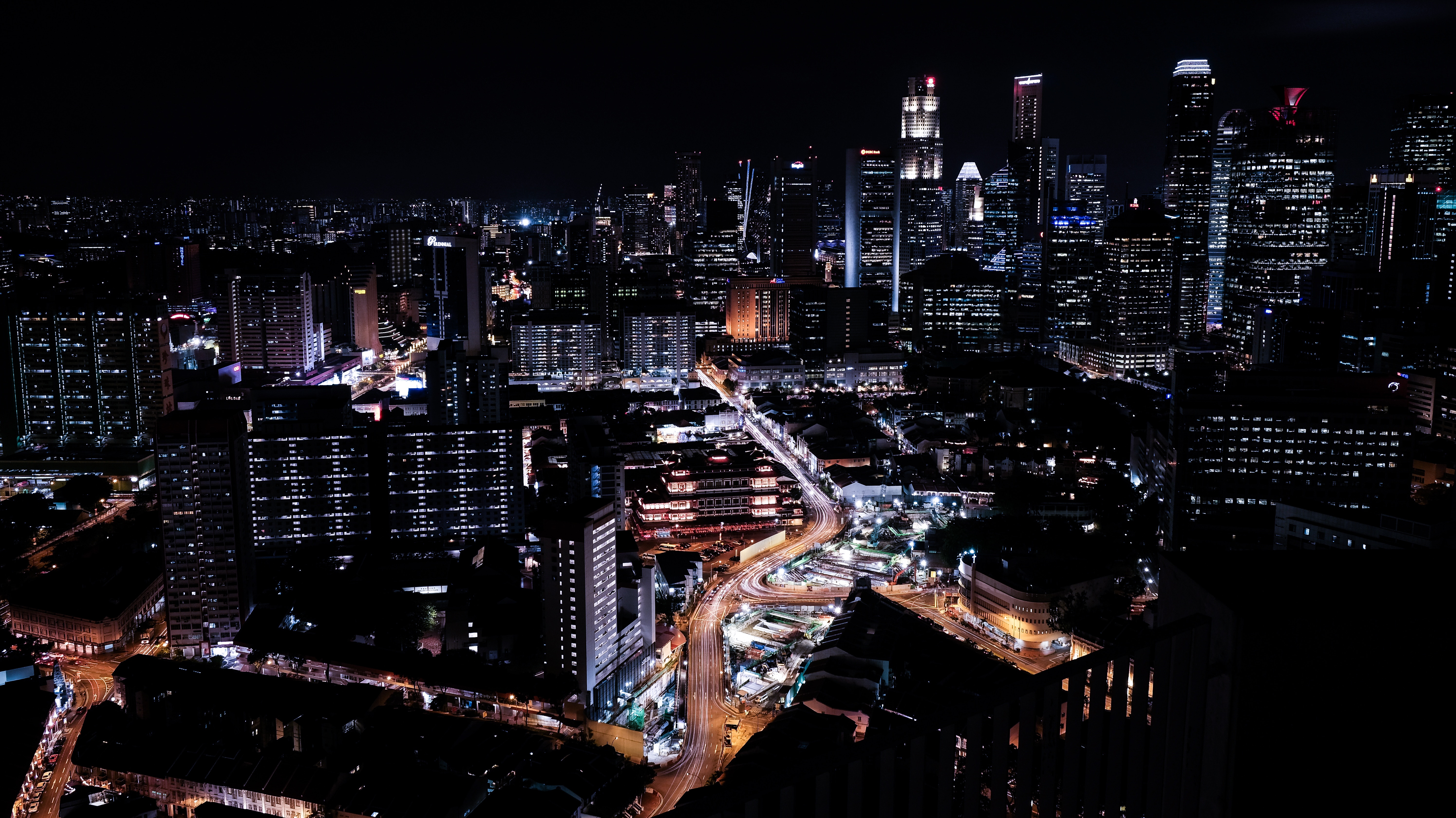 Завантажити шпалери безкоштовно Міста, Ніч, Нічне Місто, Хмарочоси, Сінгапур, Сінґапур картинка на робочий стіл ПК