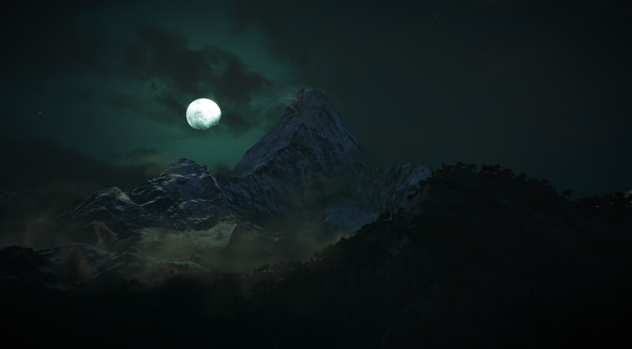Baixe gratuitamente a imagem Montanhas, Noite, Lua, Montanha, Nuvem, Terra/natureza na área de trabalho do seu PC