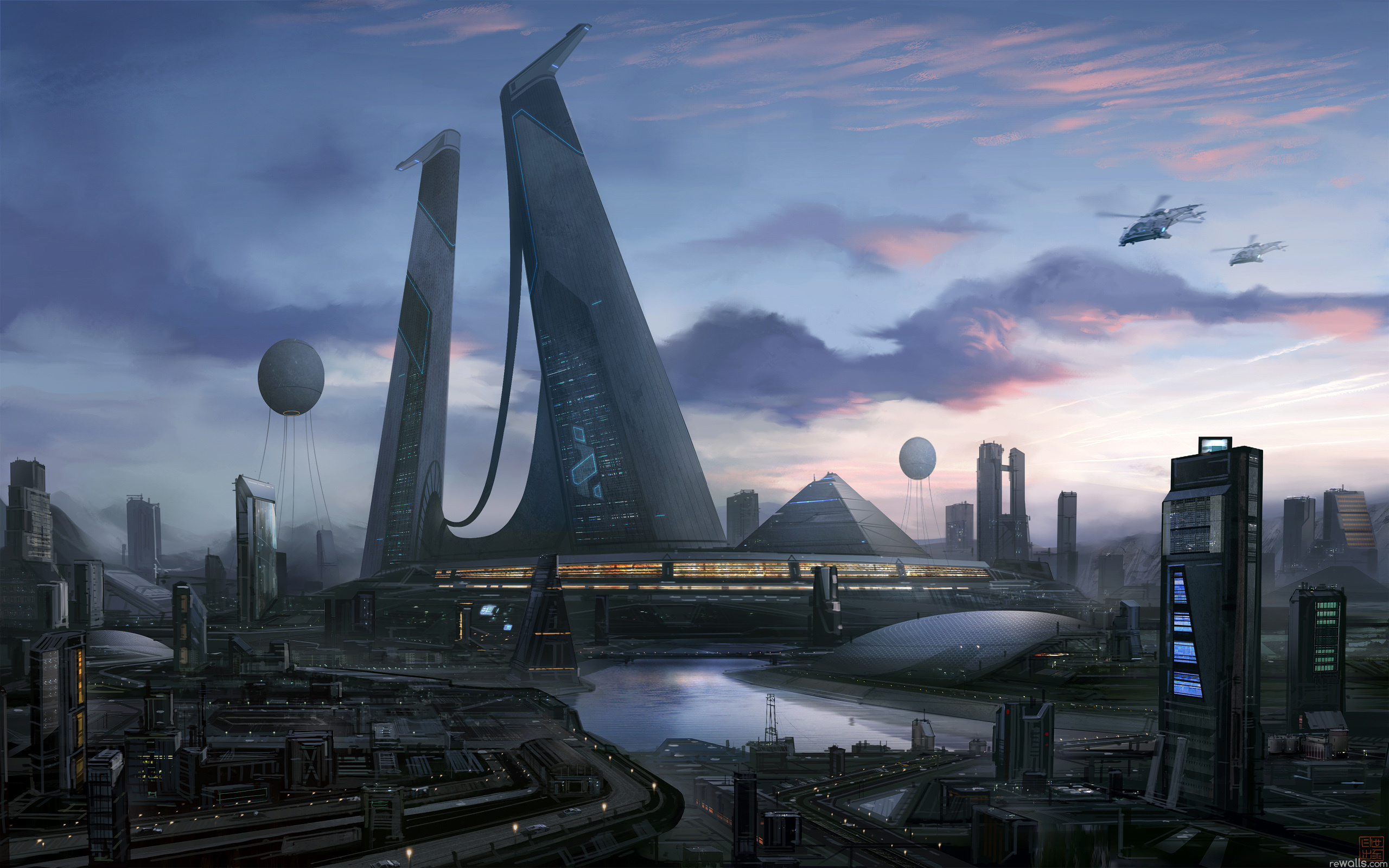 Laden Sie das Science Fiction, Großstadt-Bild kostenlos auf Ihren PC-Desktop herunter