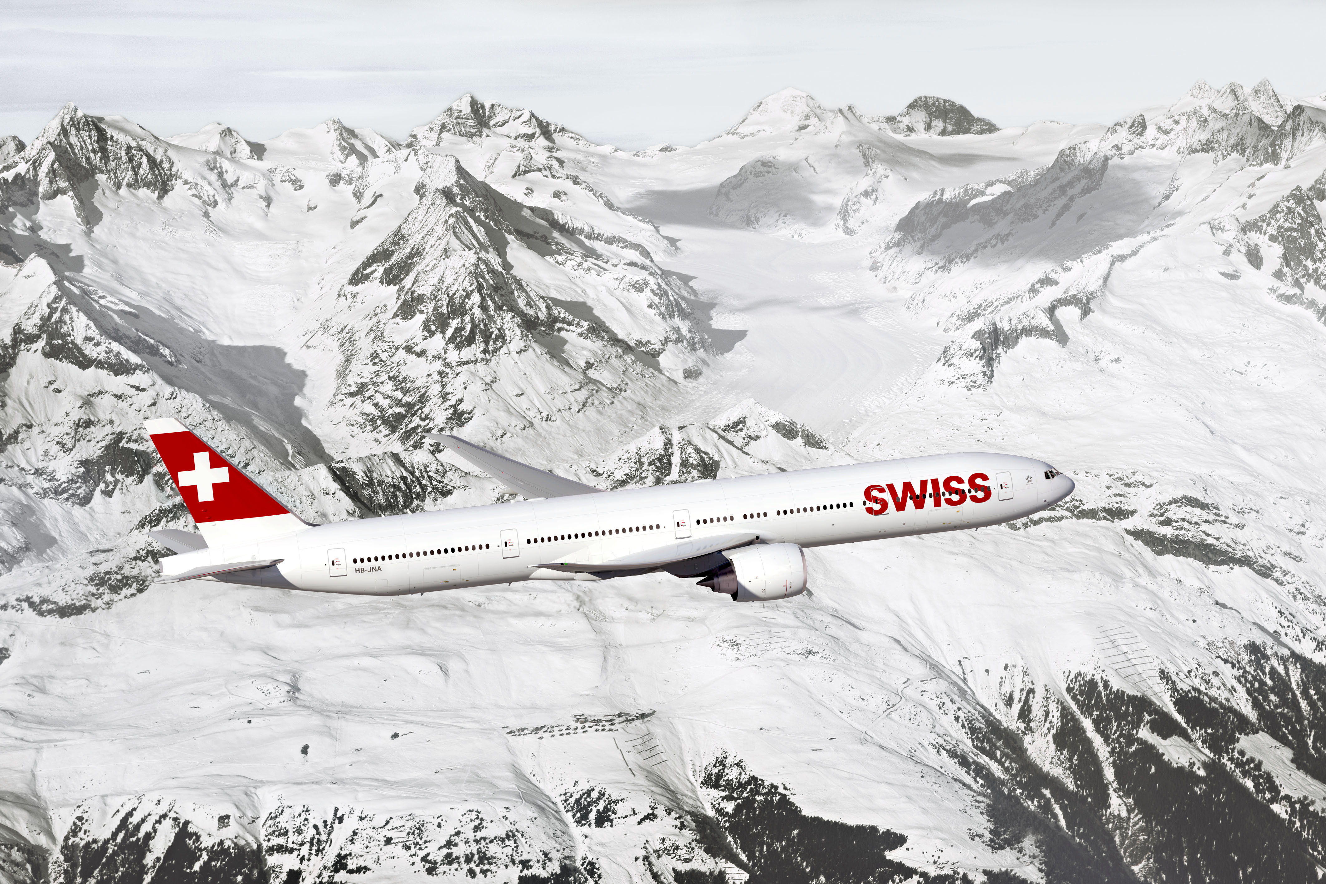 379664壁紙のダウンロード乗り物, ボーイング777, 飛行機, アルプス, 山, スイス航空, 航空機-スクリーンセーバーと写真を無料で