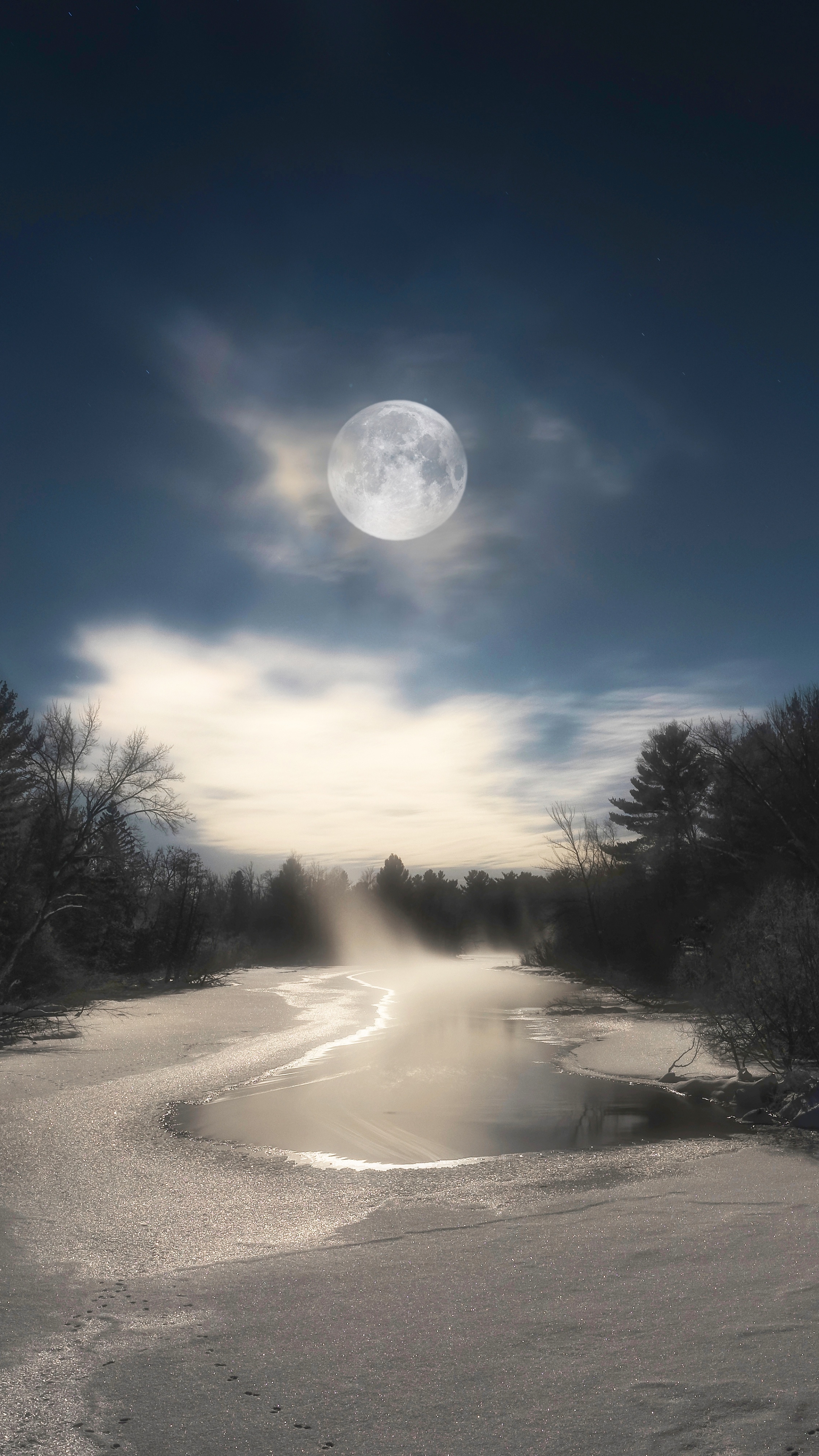Download mobile wallpaper Winter, Sky, Moon, Snow, Earth for free.