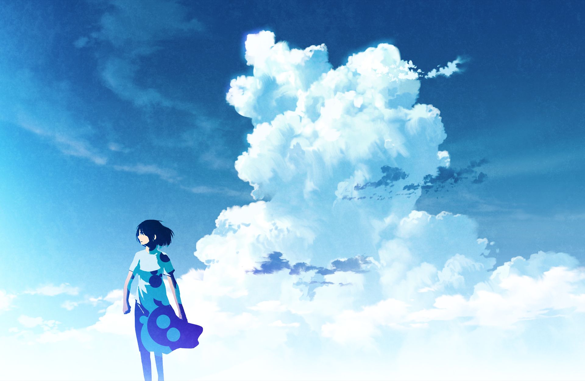 Baixar papel de parede para celular de Anime, Nuvem, Original, Cabelo Curto gratuito.