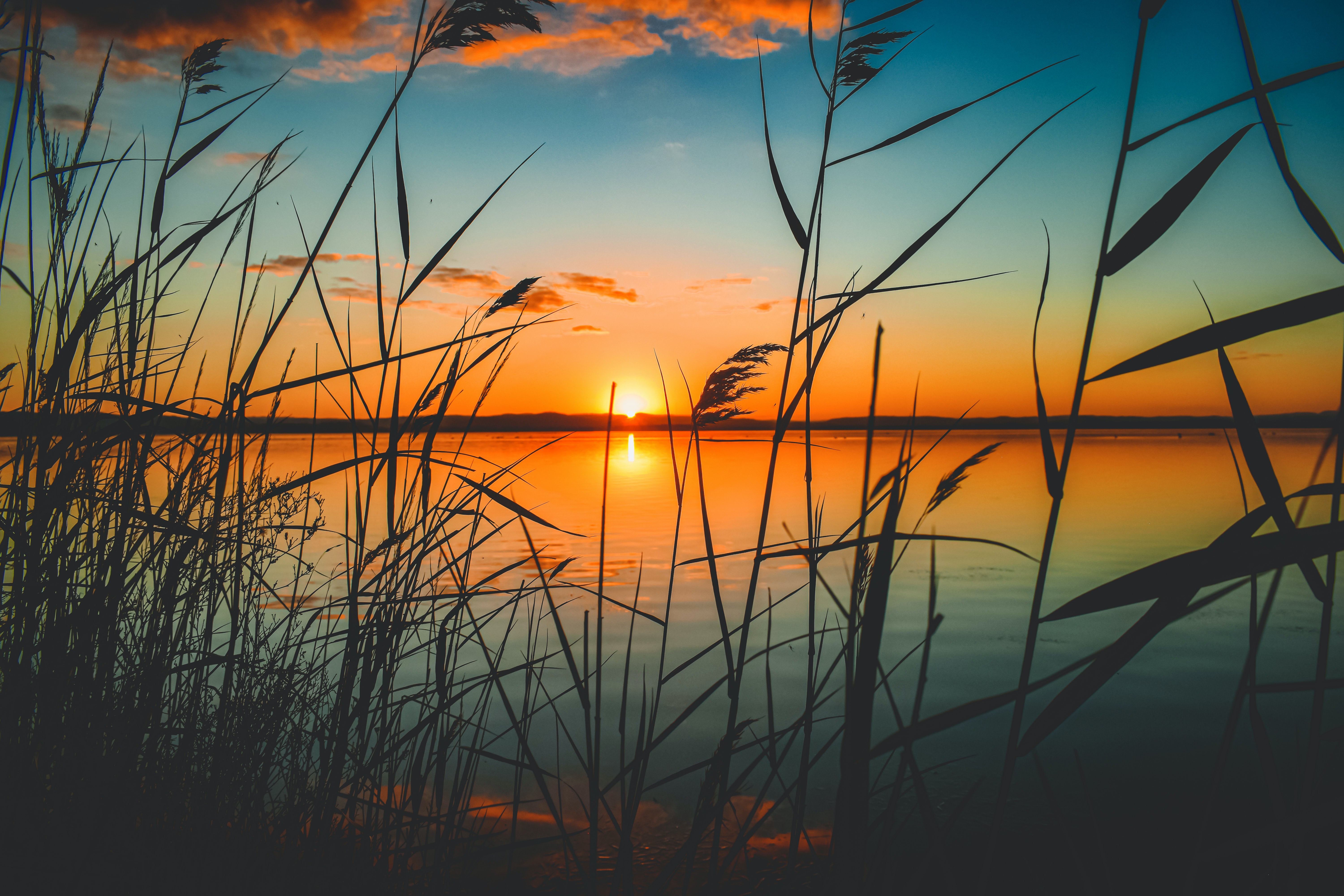 Free download wallpaper Nature, Sunset, Lake, Earth on your PC desktop