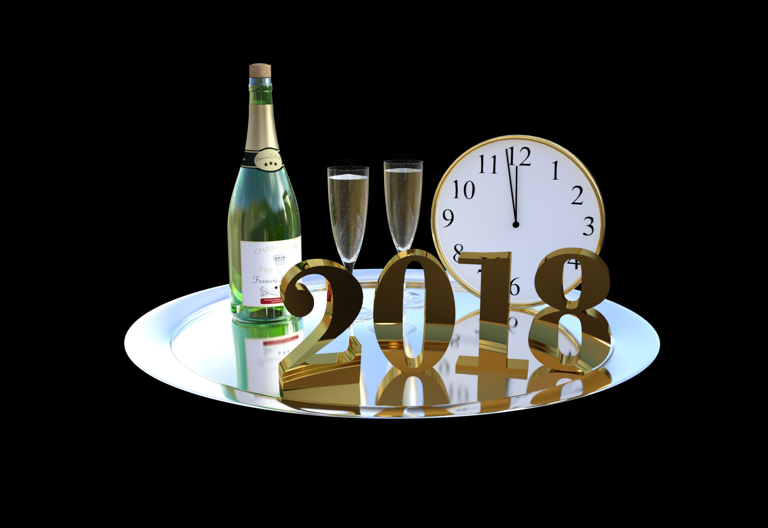 Download mobile wallpaper New Year, Holiday, Champagne, New Year 2018 for free.