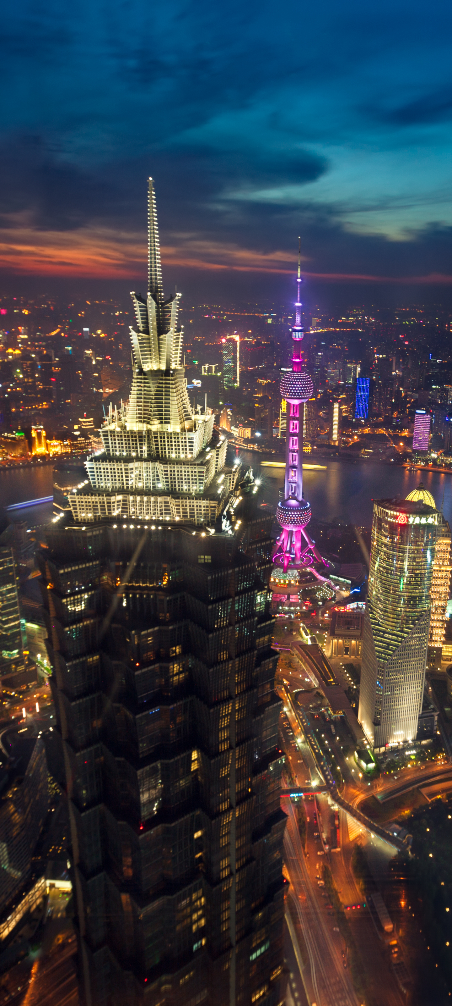 Скачать обои бесплатно Города, Ночь, Архитектура, Китай, Шанхай, Сделано Человеком, Кита́й картинка на рабочий стол ПК