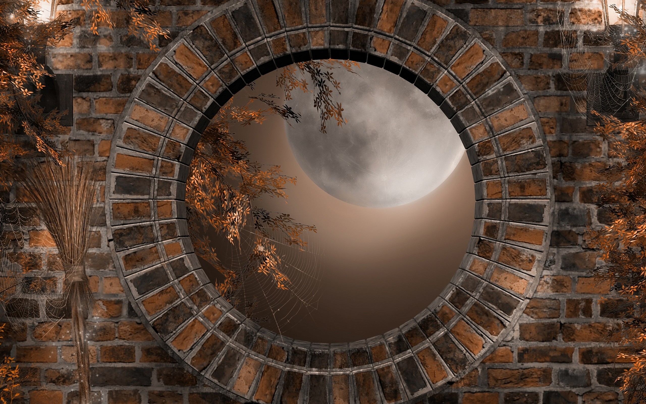 Laden Sie das Herbst, Mond, Fenster, Portal, Künstlerisch-Bild kostenlos auf Ihren PC-Desktop herunter