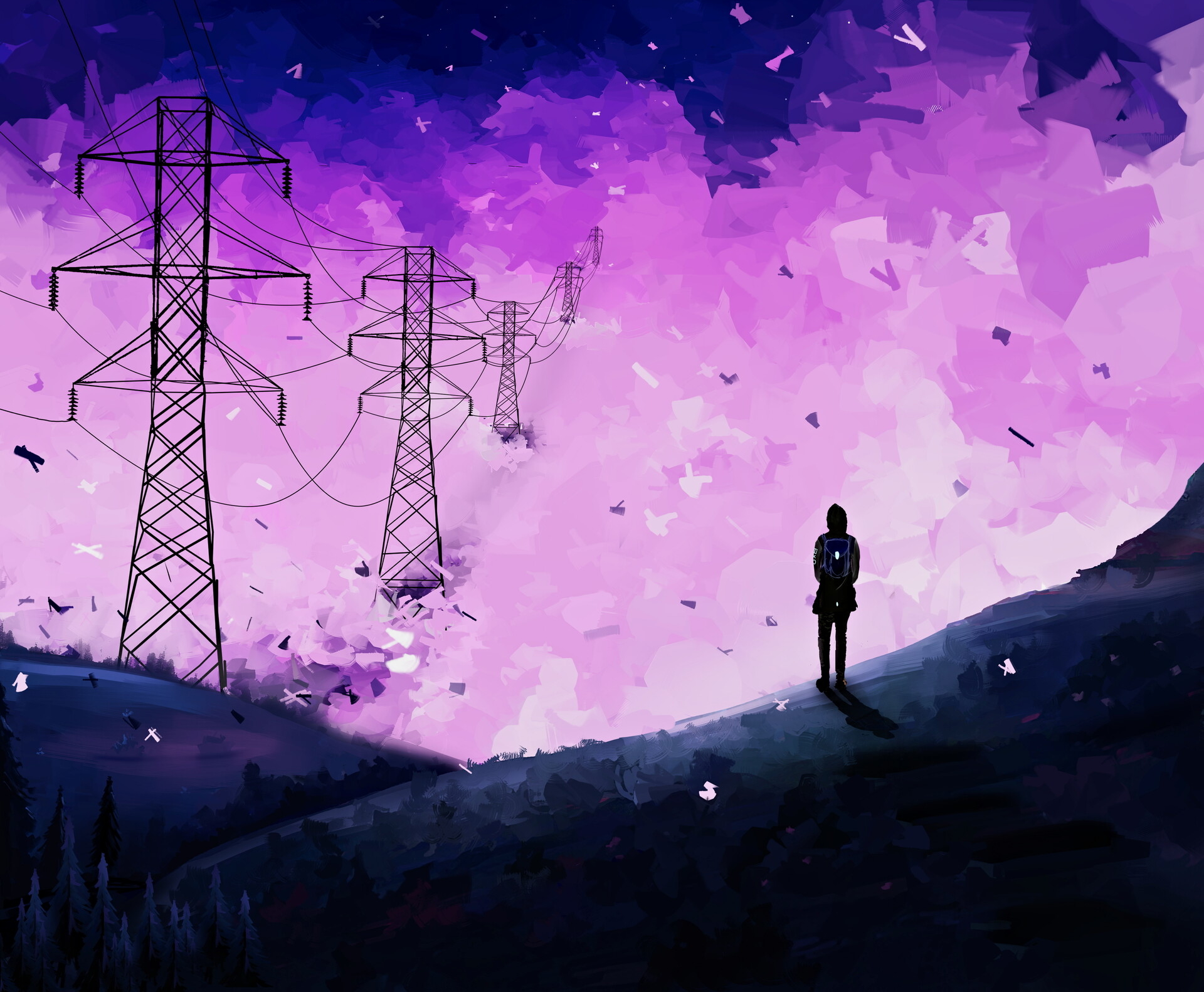 Download mobile wallpaper Artistic, Women, Power Line for free.