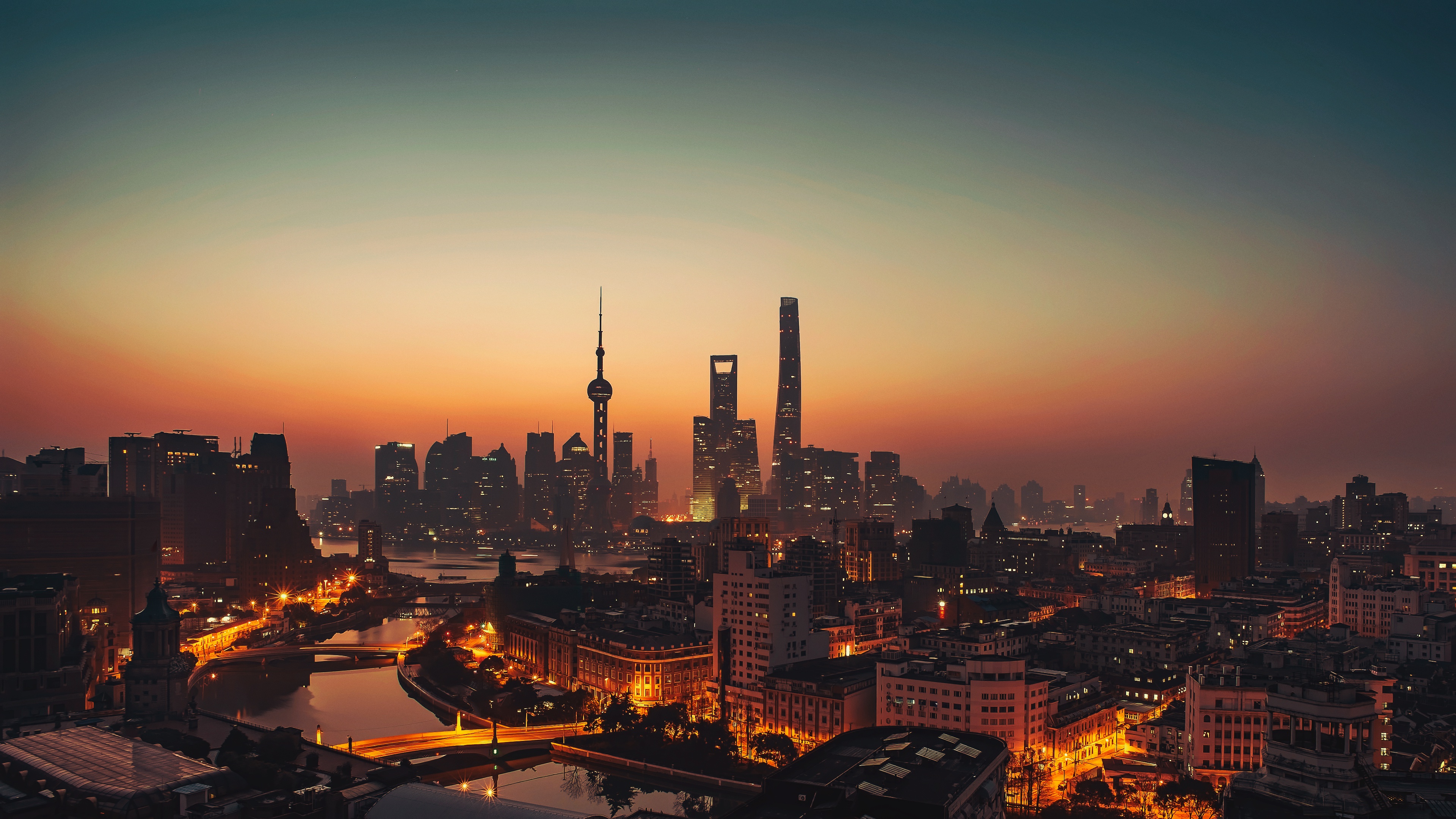 Laden Sie das Städte, Wolkenkratzer, Gebäude, China, Nacht, Menschengemacht, Großstadt, Schanghai-Bild kostenlos auf Ihren PC-Desktop herunter