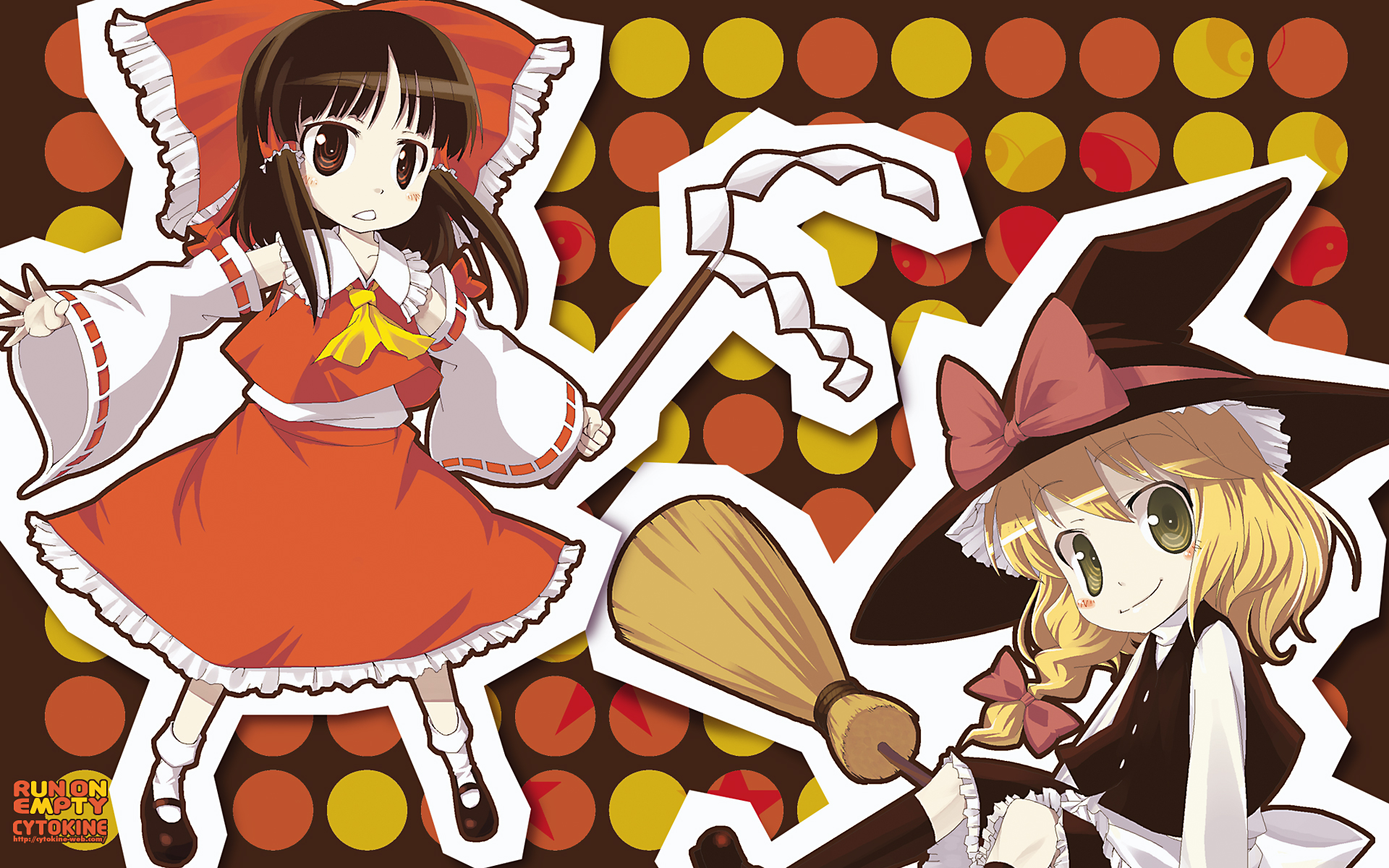 Handy-Wallpaper Animes, Tuhu, Reimu Hakurei, Marisa Kirisame kostenlos herunterladen.