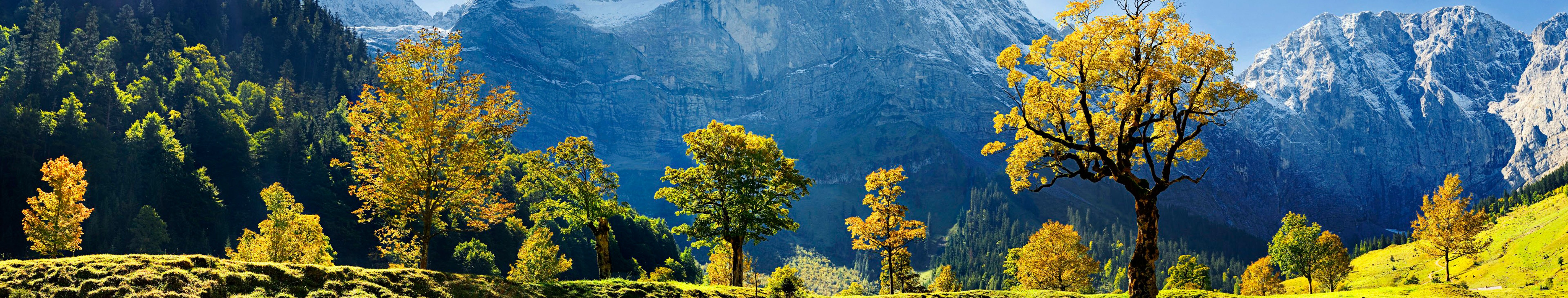 Скачати мобільні шпалери Гора, Дерево, Австрія, Панорама, Фотографія, Європа безкоштовно.