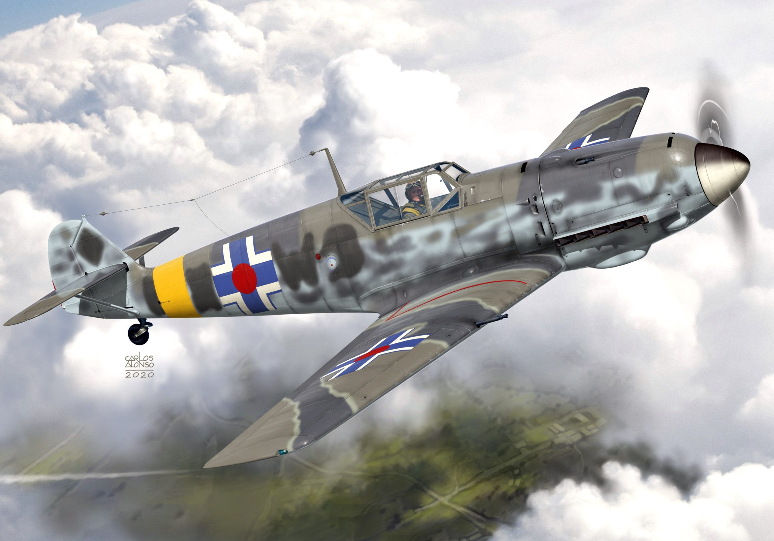 Скачать обои бесплатно Мессершмитт Bf 109, Военный Самолет, Военные картинка на рабочий стол ПК