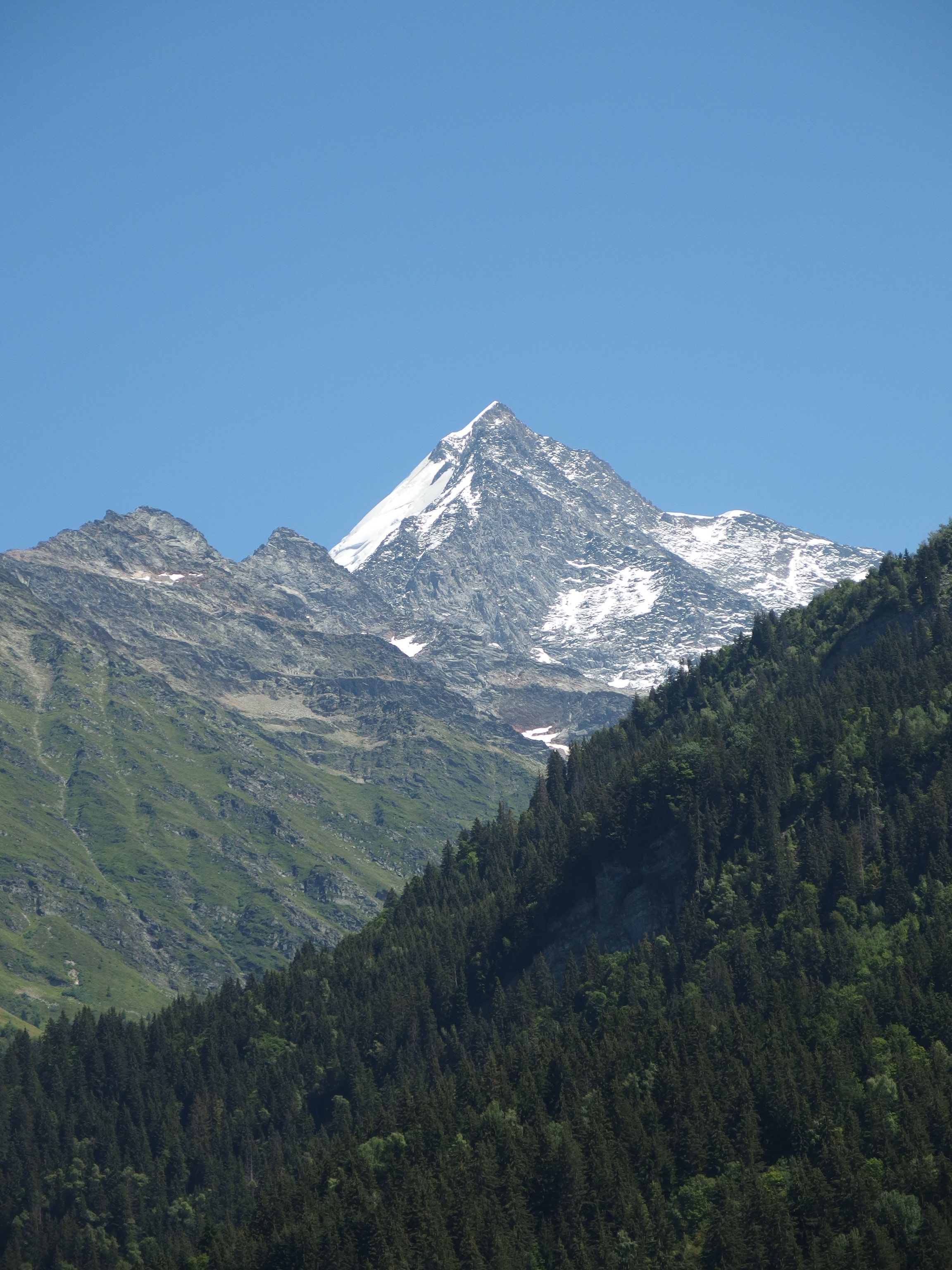 Скачать обои бесплатно Гора, Вершина, Склон, Снег, Природа, Лес картинка на рабочий стол ПК