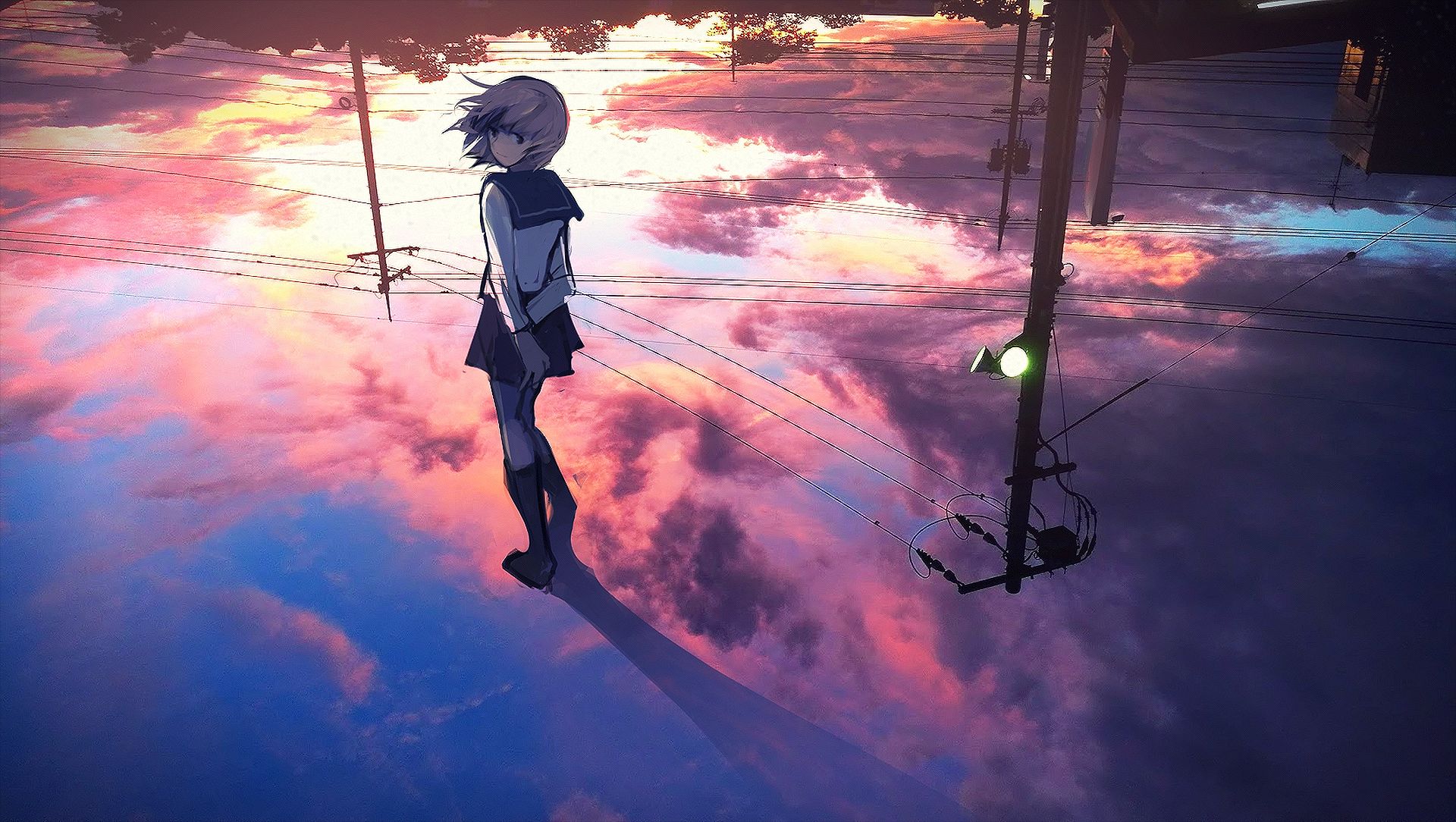 Baixar papel de parede para celular de Anime, Nuvem, Original, Reflecção gratuito.