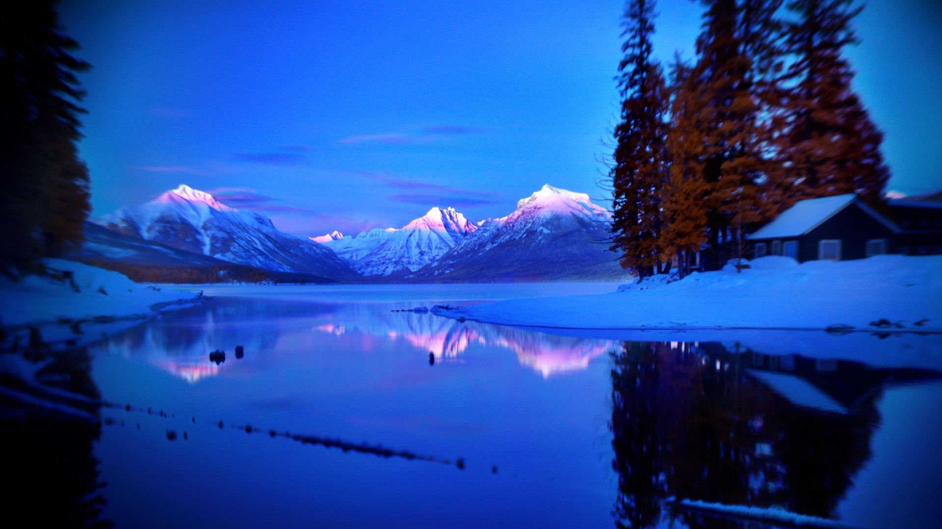 Free download wallpaper Winter, Snow, Lakes, Mountain, Lake, Reflection, House, Photography on your PC desktop