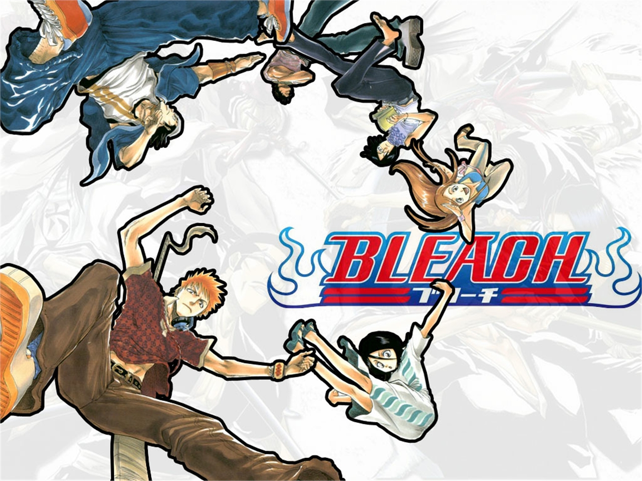 Laden Sie das Bleach, Rukia Kuchiki, Animes, Ichigo Kurosaki, Orihime Inoue, Uryu Ishida, Yasutora Sado-Bild kostenlos auf Ihren PC-Desktop herunter