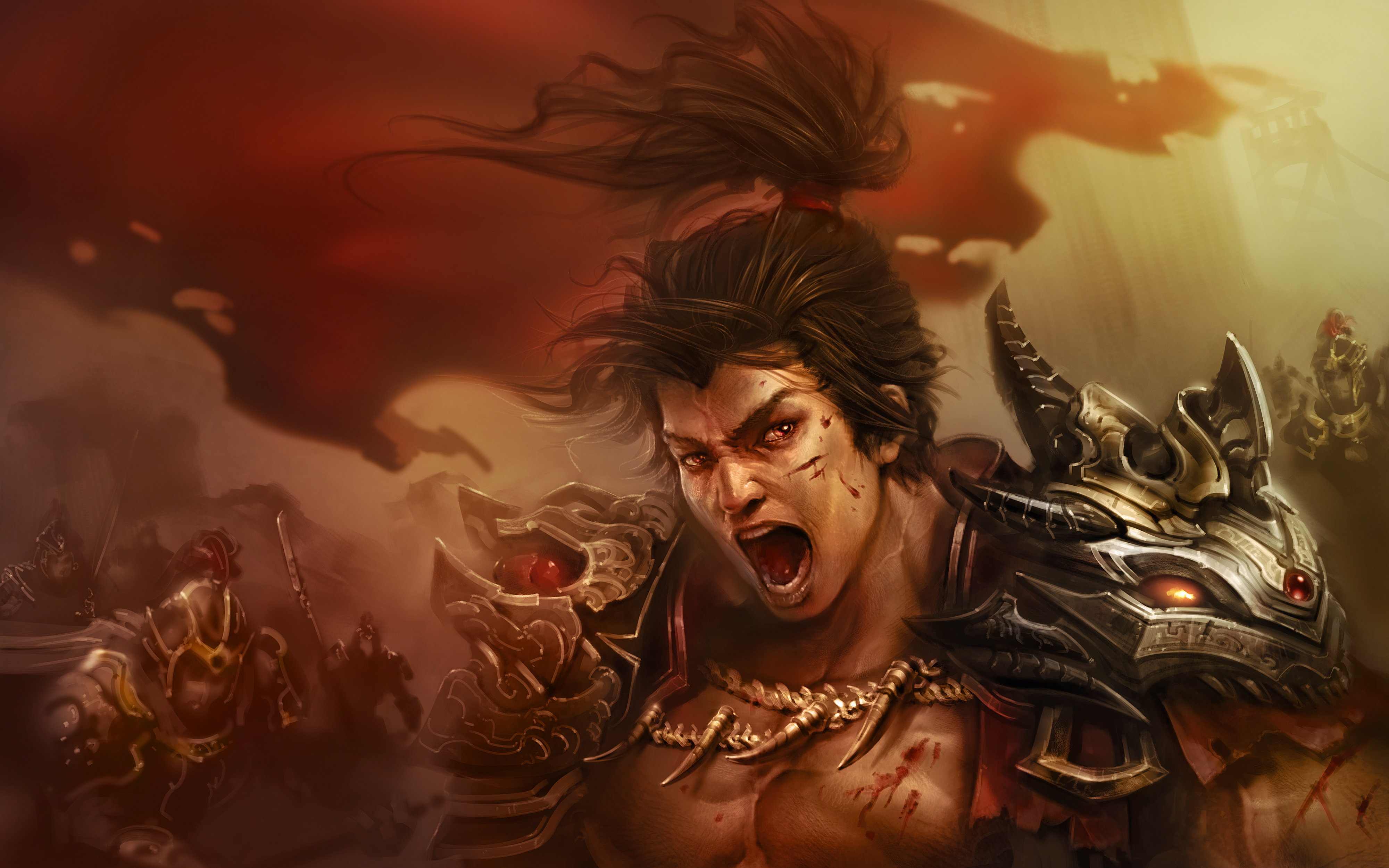 Free download wallpaper Fantasy, Warrior, Oriental, Red Eyes on your PC desktop