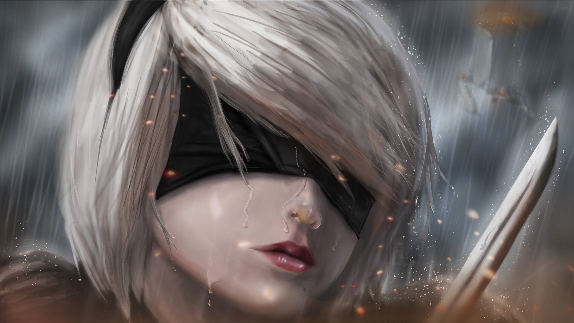 Download mobile wallpaper Hair, Tears, Video Game, Yorha No 2 Type B, Nier: Automata for free.