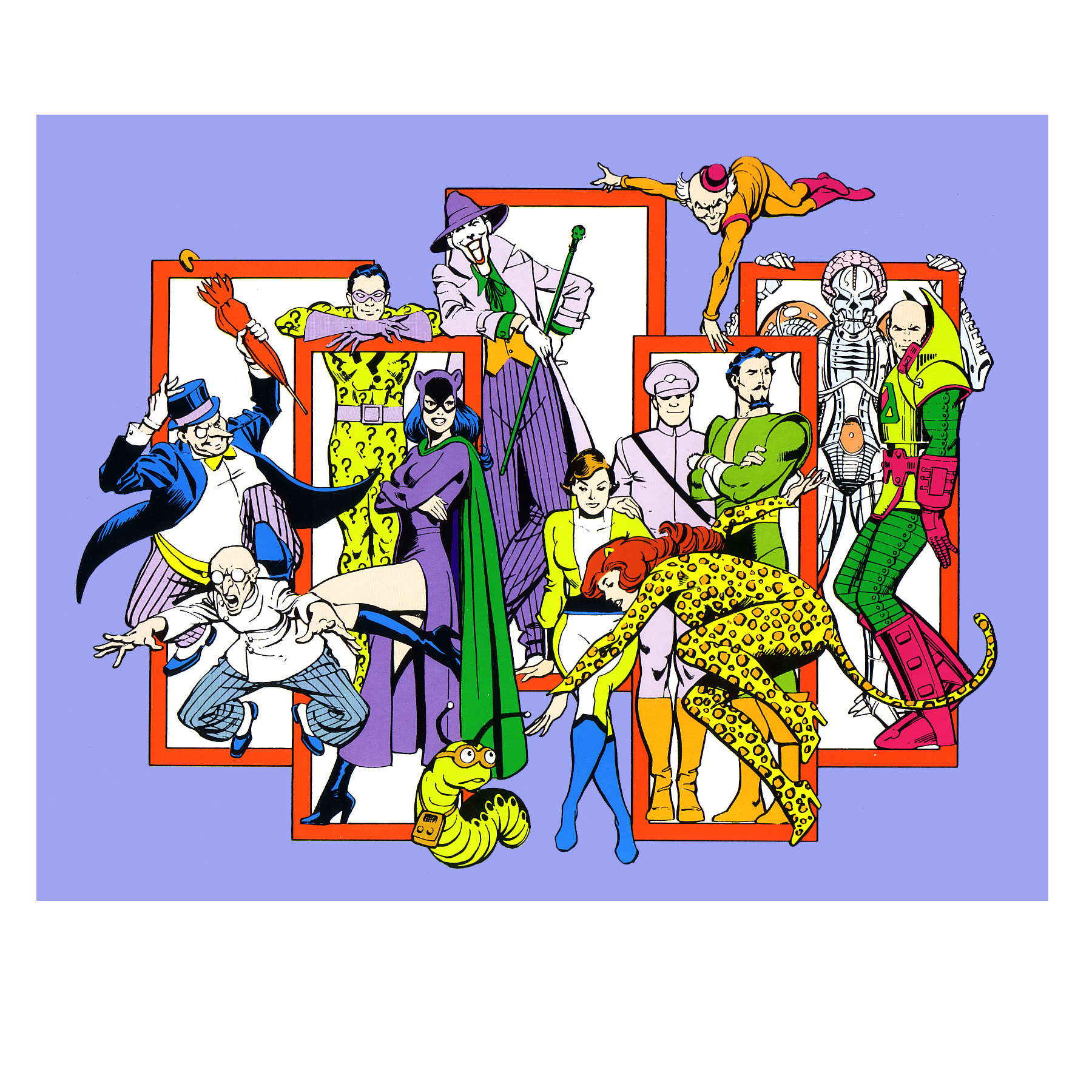 comics, batman, brainiac (dc comics), catwoman, general zod, joker, lex luthor, penguin (dc comics), riddler (dc comics)