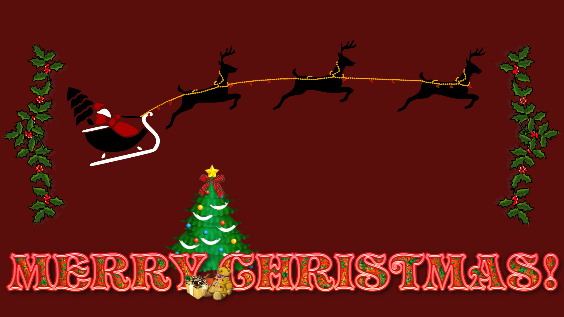 Free download wallpaper Christmas, Holiday, Christmas Tree, Sleigh, Merry Christmas, Reindeer on your PC desktop
