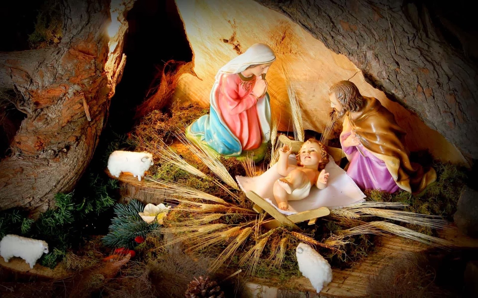 Скачать картинку Иисус, Рождество, Фигурка, Праздничные, Овец в телефон бесплатно.