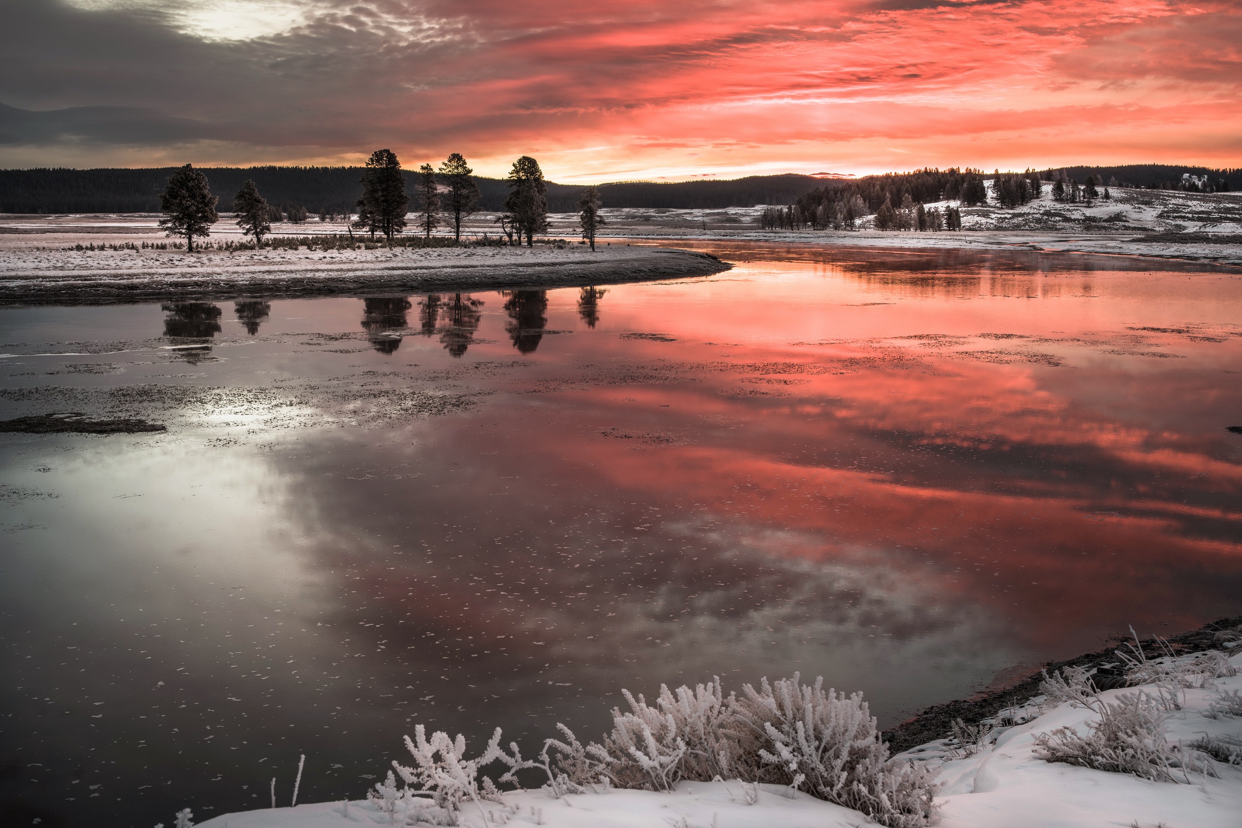 Download mobile wallpaper Winter, Nature, Sunset, Lake, Reflection, Earth for free.