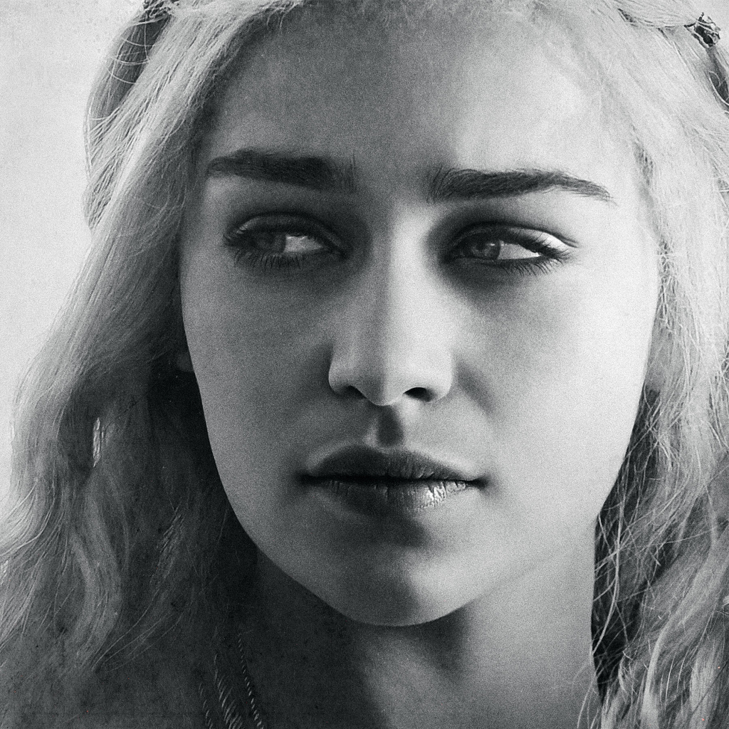 Handy-Wallpaper Schwarz Weiß, Schwarz Weiss, Fernsehserien, Game Of Thrones: Das Lied Von Eis Und Feuer, Daenerys Targaryen, Emilia Clarke kostenlos herunterladen.