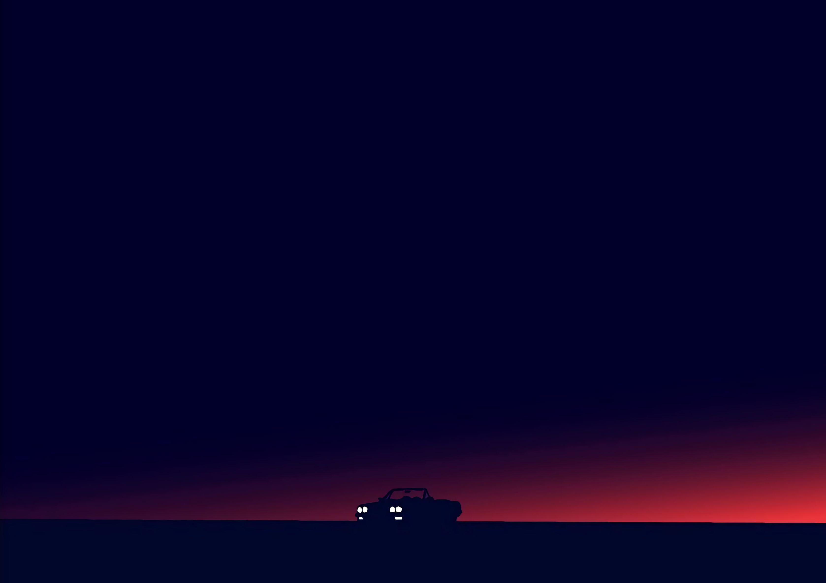 vector, art, horizon, dark, car Full HD