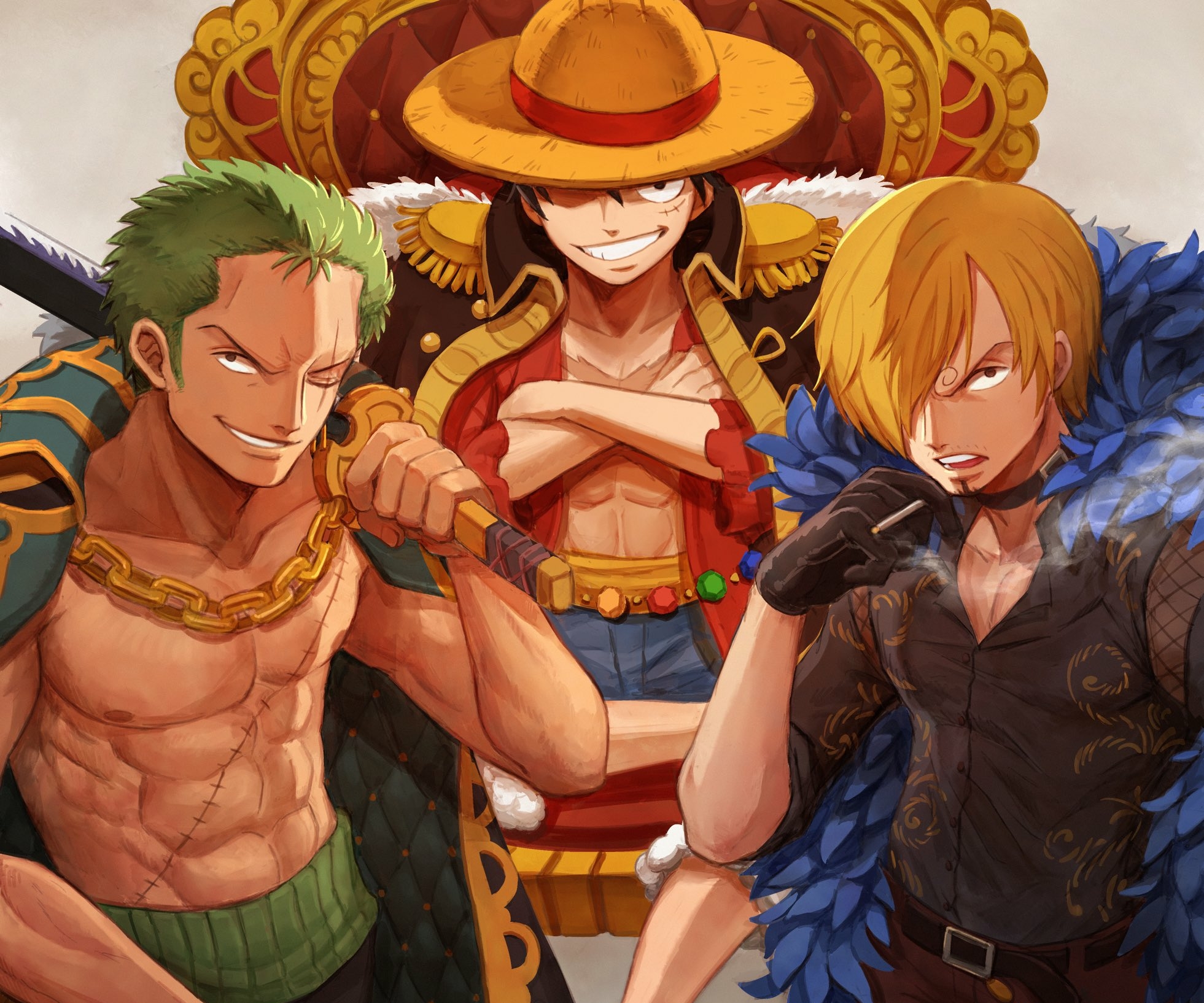 Download mobile wallpaper Anime, One Piece, Roronoa Zoro, Monkey D Luffy, Sanji (One Piece), One Piece: Two Years Later for free.