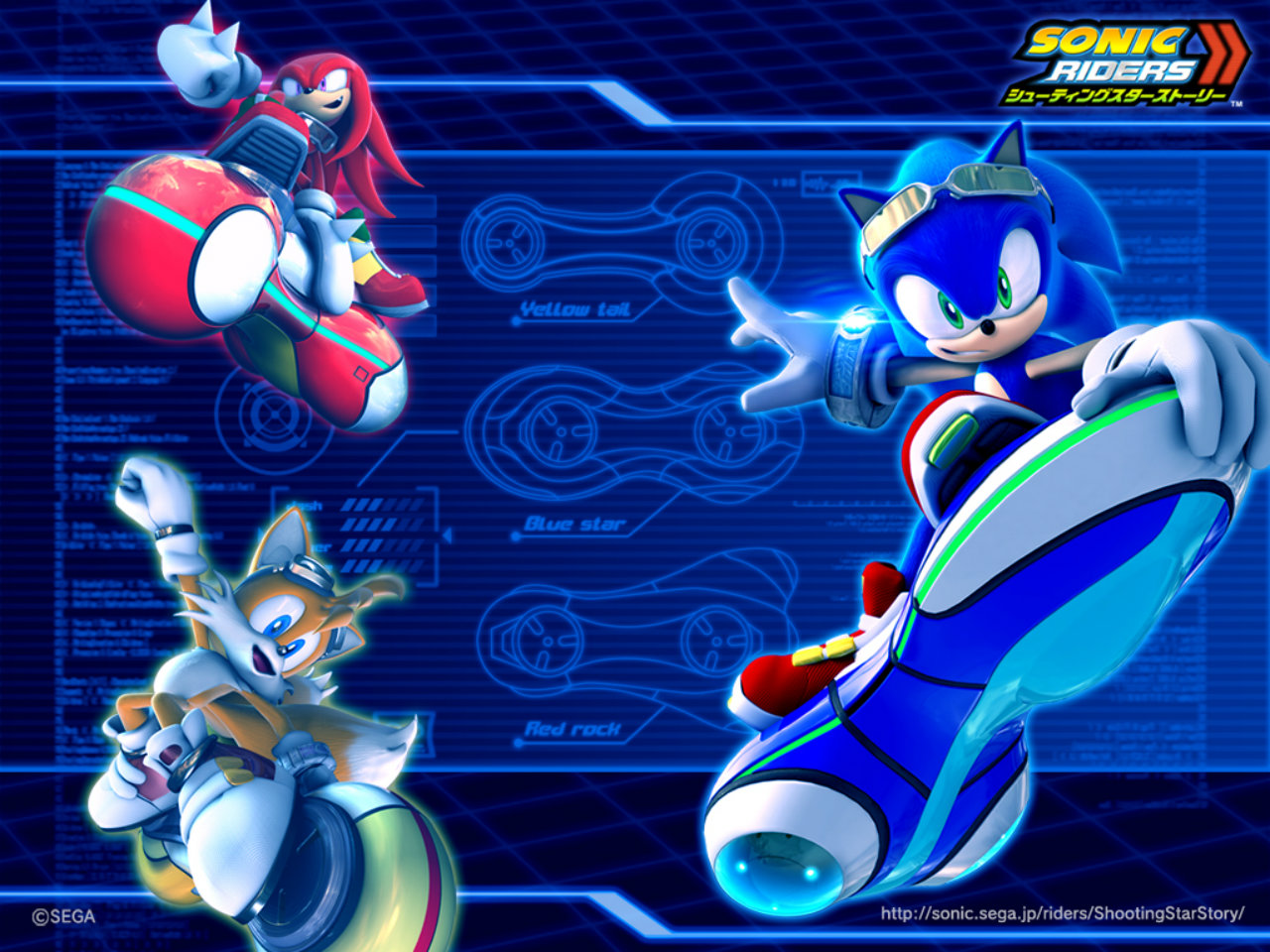 video game, knuckles the echidna, miles 'tails' prower, sonic the hedgehog, sonic riders: zero gravity