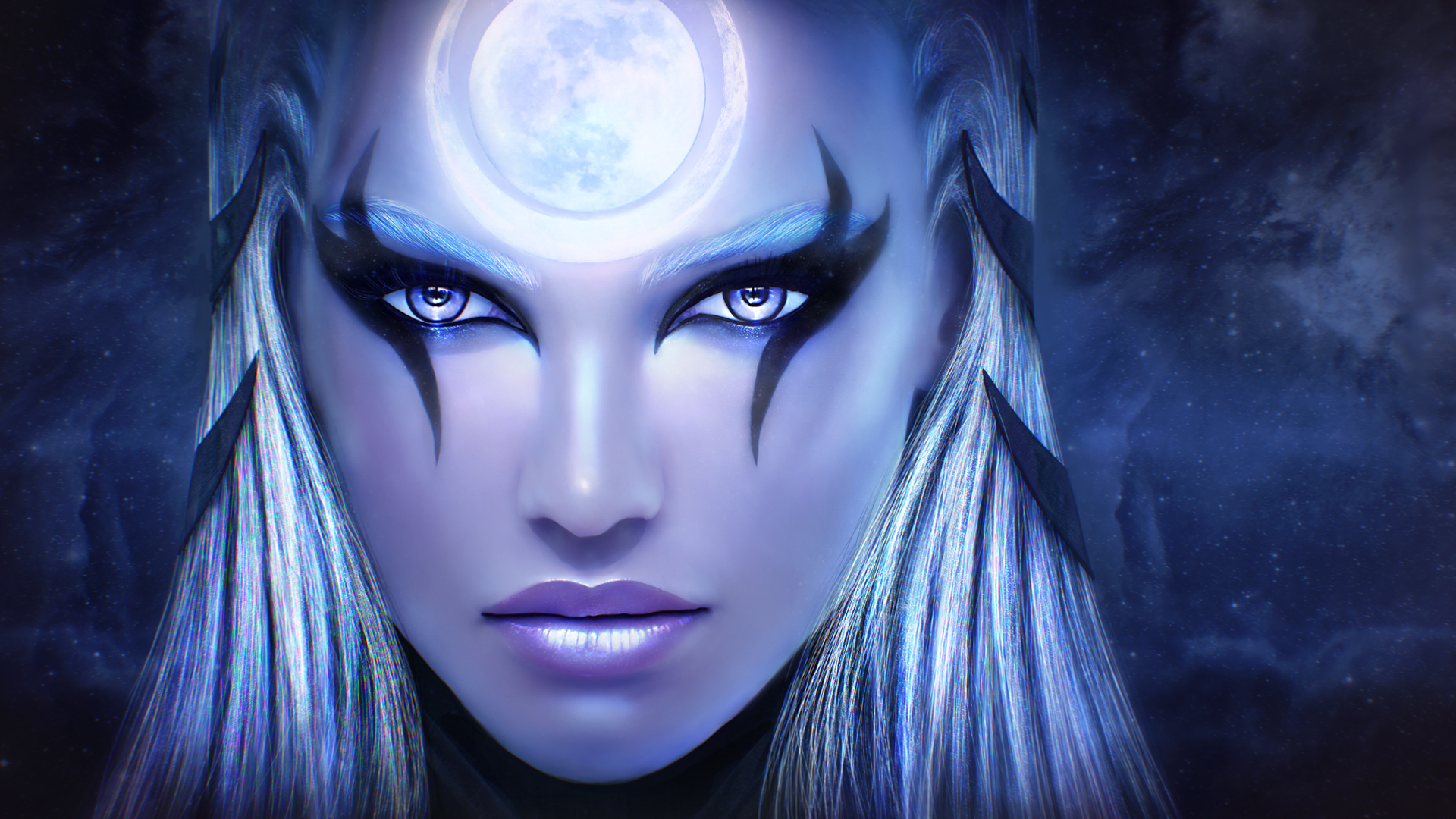 Download mobile wallpaper League Of Legends, Face, Video Game, Diana (League Of Legends) for free.