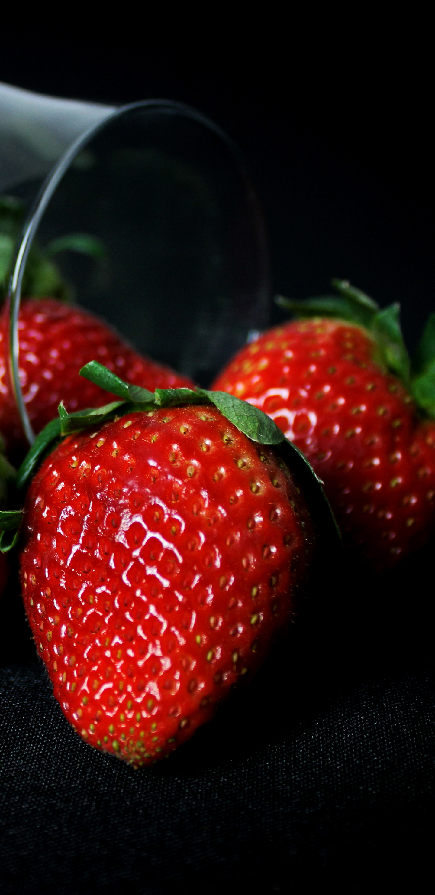 Download mobile wallpaper Fruits, Food, Strawberry, Glass, Berry, Fruit for free.