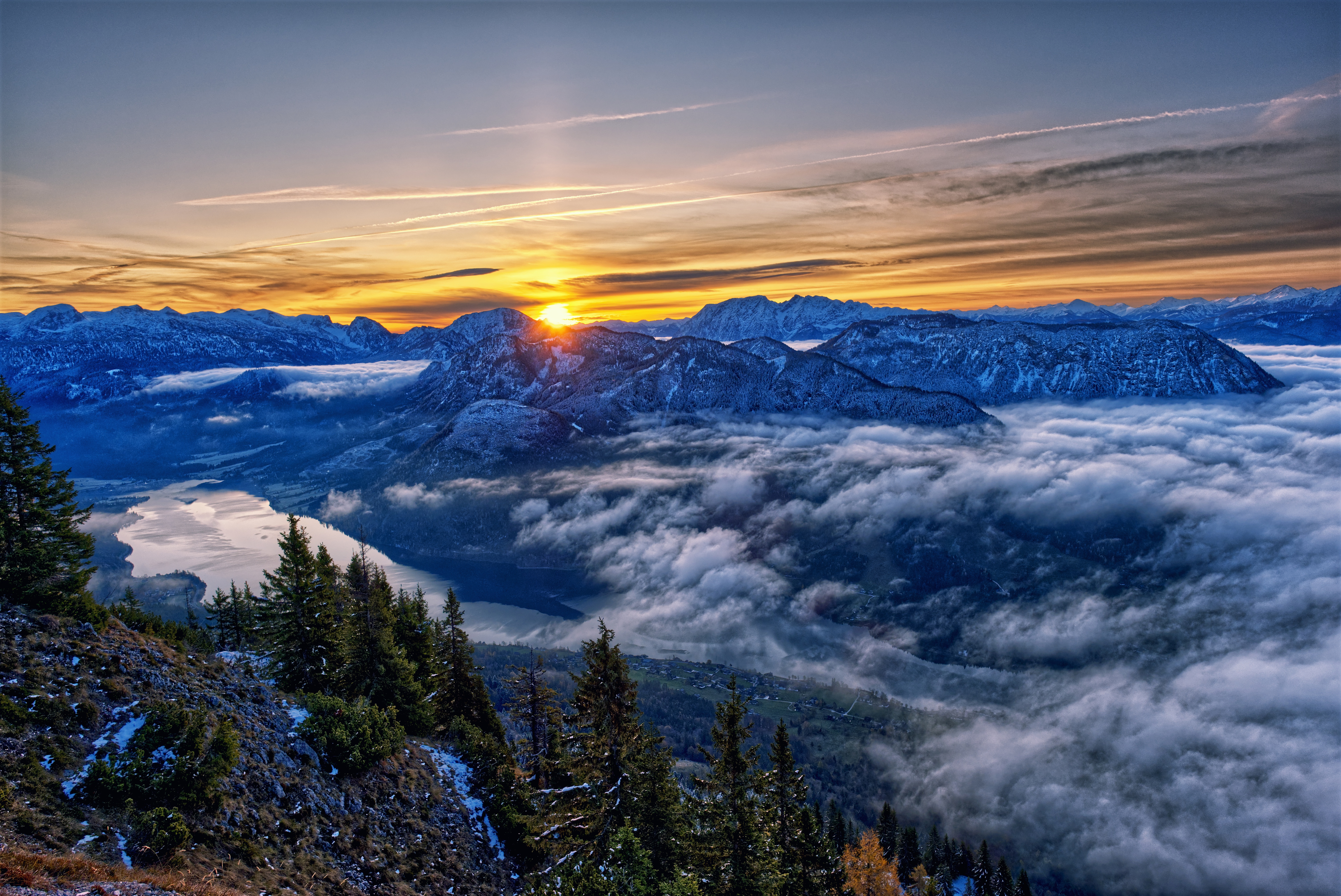 Скачать обои бесплатно Горы, Облака, Гора, Австрия, Альпы, Восход Солнца, Земля/природа картинка на рабочий стол ПК